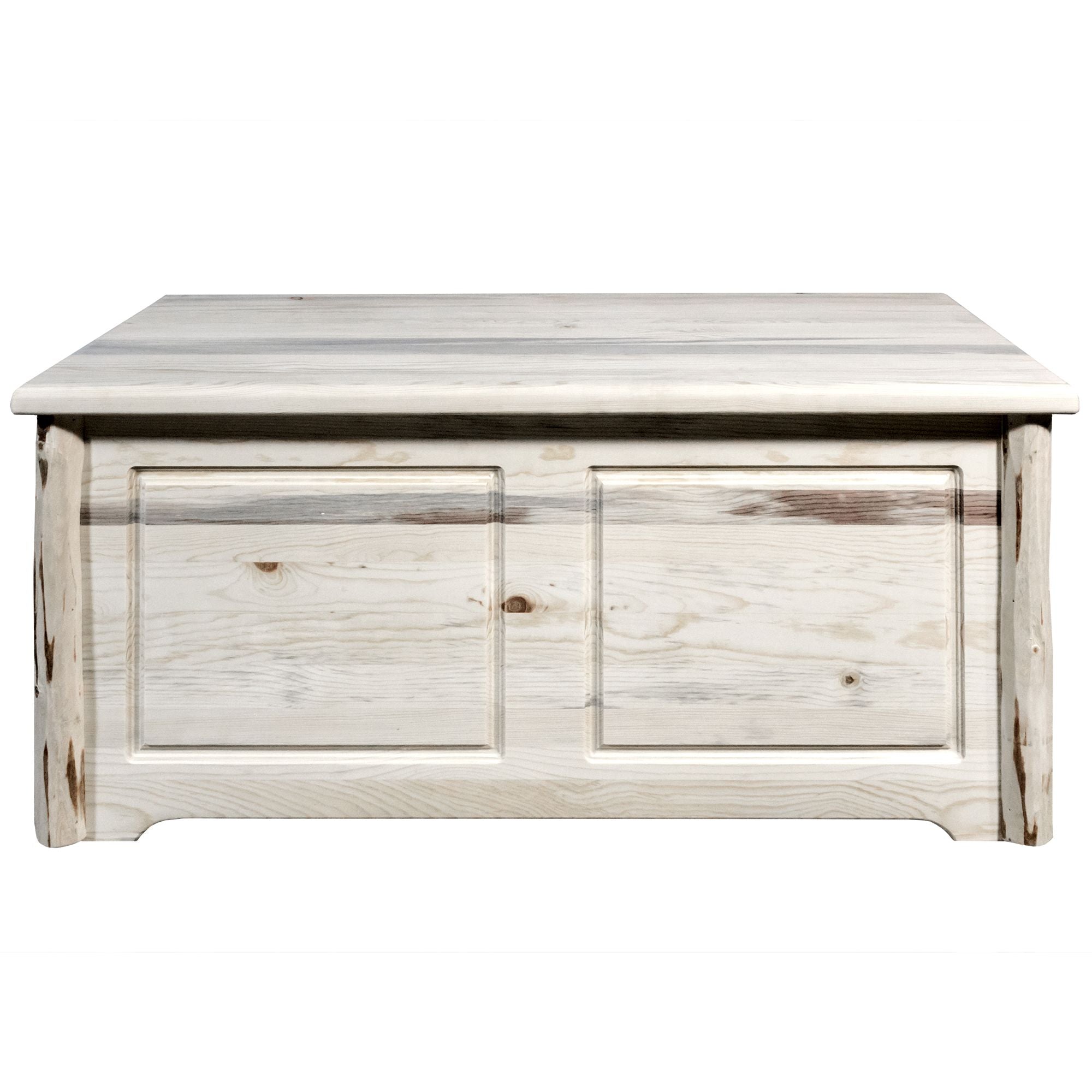 Montana Small Blanket Chest with Upholstered Seat - Rustic Wood Storage Bench for Bedroom, Living Room & Entryway