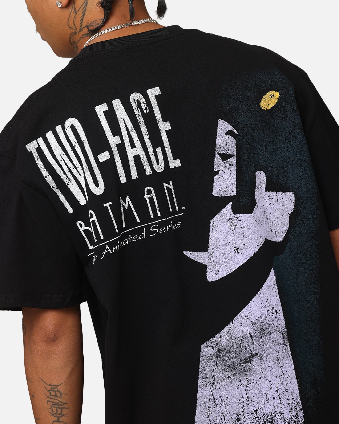 DC Batman Two-Face Heavy Cotton T-Shirt for Men - Black Graphic Tee - Superhero Comic Shirt for Casual Wear & Cosplay