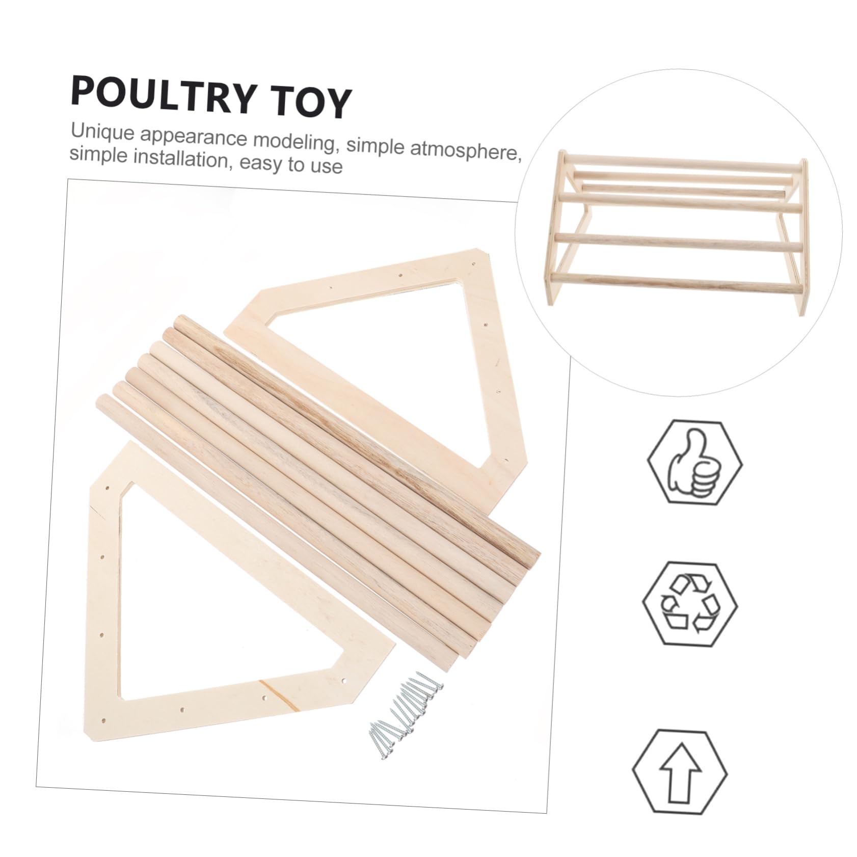 Balacoo Wooden Chicken Stand - Pet Parrot Perch, Poultry Rack & Bird Cage Accessory for Hens, Chicks & Small Birds - Durable & Natural Wood Toy for Indoor/Outdoor Use