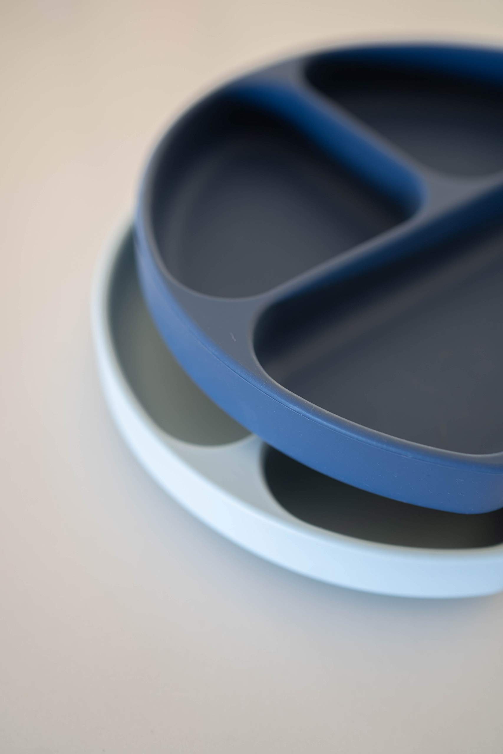 BPA-Free Silicone Divided Suction Plate for Babies & Toddlers - Non-Slip, Dishwasher & Microwave Safe - Easy Clean Baby Feeding Plate for Girls & Boys (Navy) - Perfect for Highchair, Travel & Mess-Free Mealtime