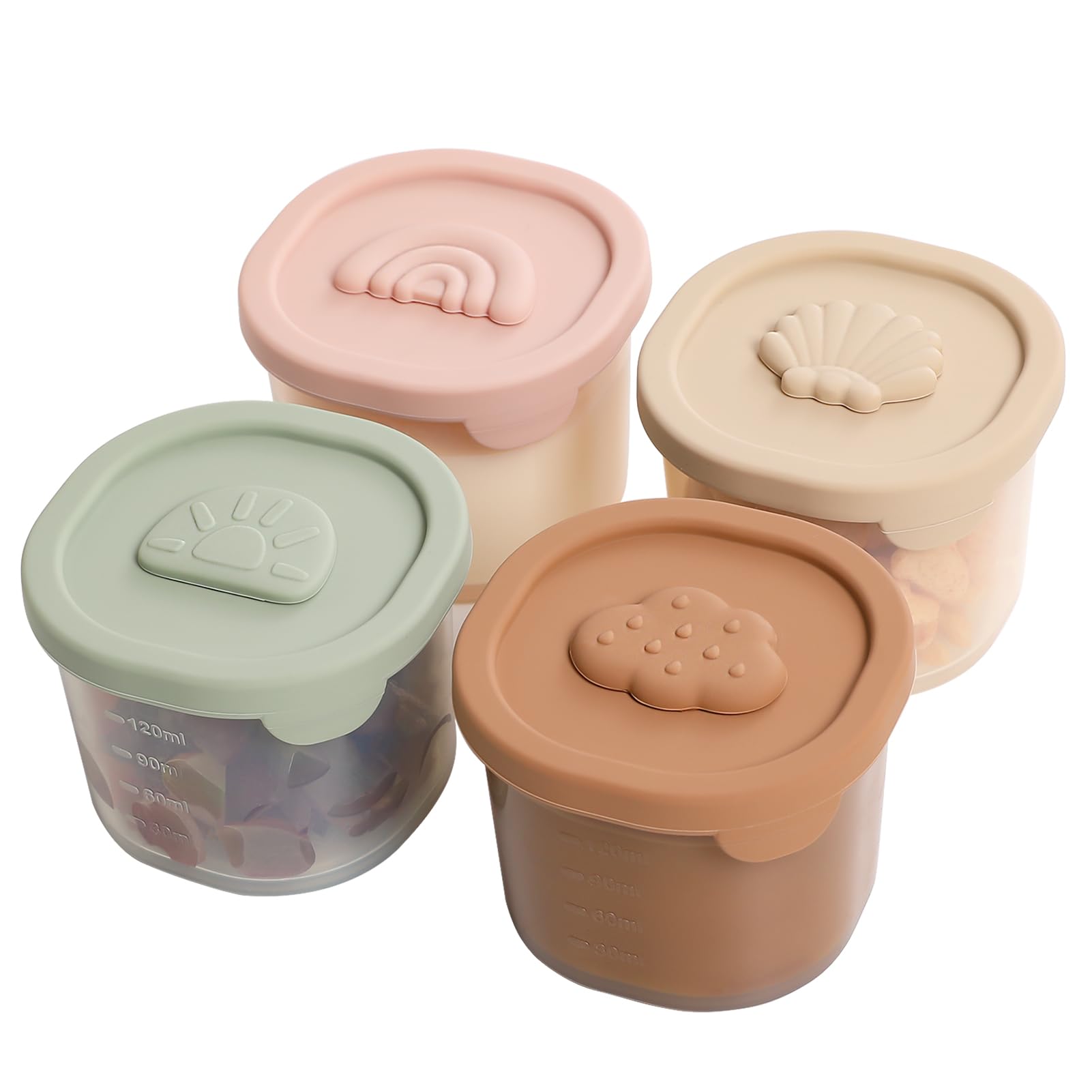 Silicone Baby Food Containers 4PK - Freezer Safe & Reusable for Infants & Toddlers - Meal Prep & Travel