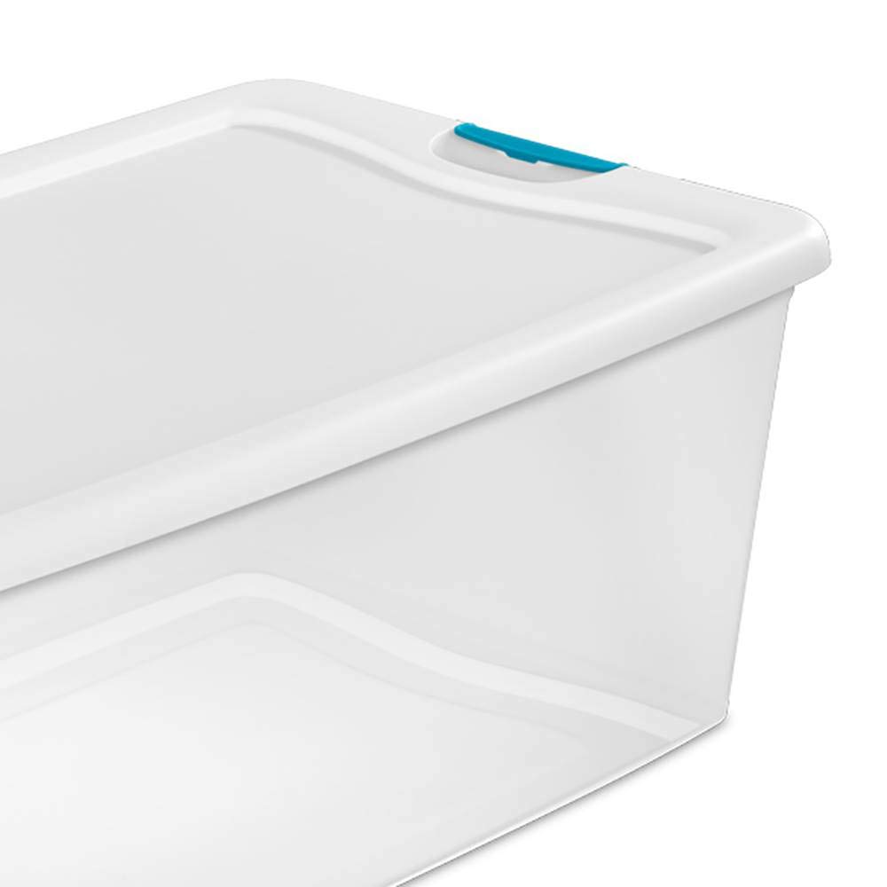 Sterilite 106 Quart & 66 Quart Clear Storage Totes with Latching Lids - 4 Pack & 6 Pack Set - Heavy Duty Plastic Bins for Home Organization, Garage Storage, and Moving Supplies