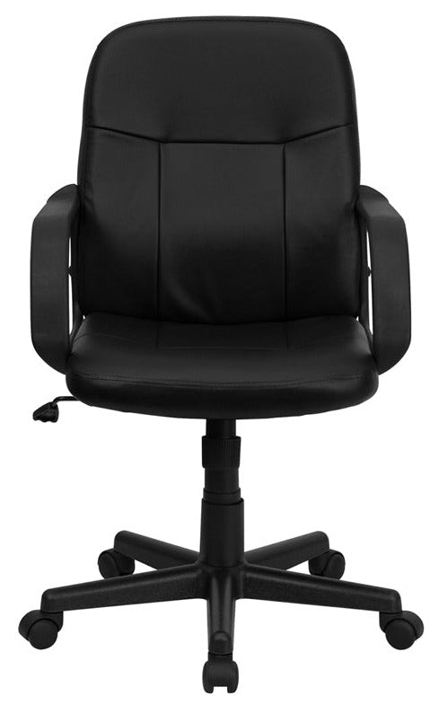 FLASH Paulson Mid Back Black Glove Vinyl Executive Swivel Office Chair with Arms - Ergonomic Desk Chair for Home Office, Conference Room & Workspace