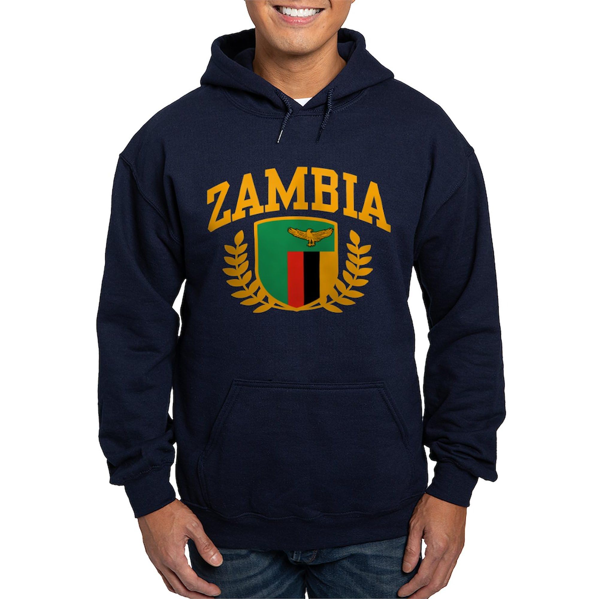 Zambia Hoodie for Men - Dark Regular Fit Pullover Sweatshirt | Comfortable & Stylish Casual Wear for Everyday Use