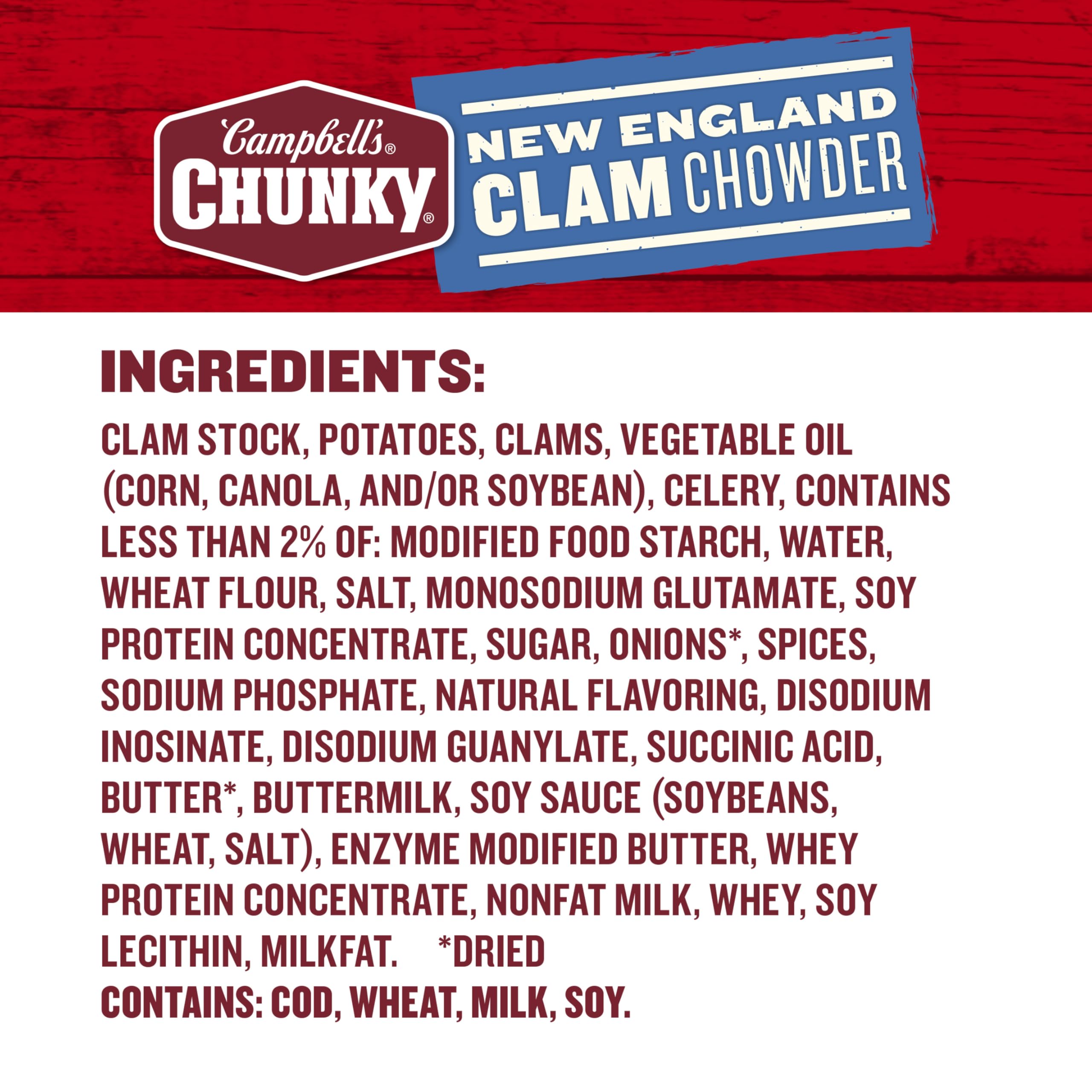 Campbell's Chunky New England Clam Chowder Soup - 18.8 oz Cans (Pack of 12) | Hearty Comfort Food for Cold Days & Quick Meals