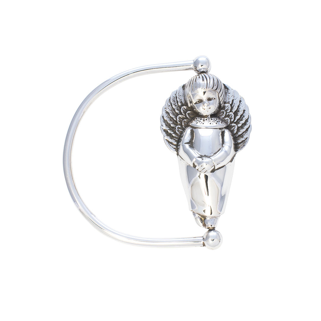 Silver Plated Angel Baby Rattle - Musical Teether Toy for Newborns & Infants - Perfect Baby Shower Gift & Nursery Decor
