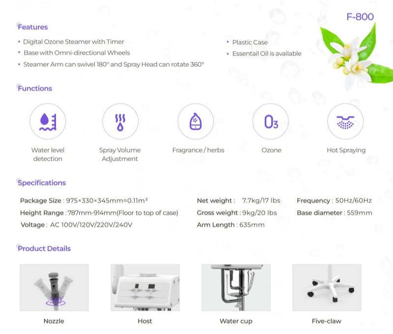 Silverfox Digital Herbal Facial Steamer F800 - Professional Home Spa Facial Steamer with Aromatherapy Diffuser for Deep Cleansing & Skin Hydration | Perfect for Acne Treatment, Blackhead Removal & Relaxation at Home
