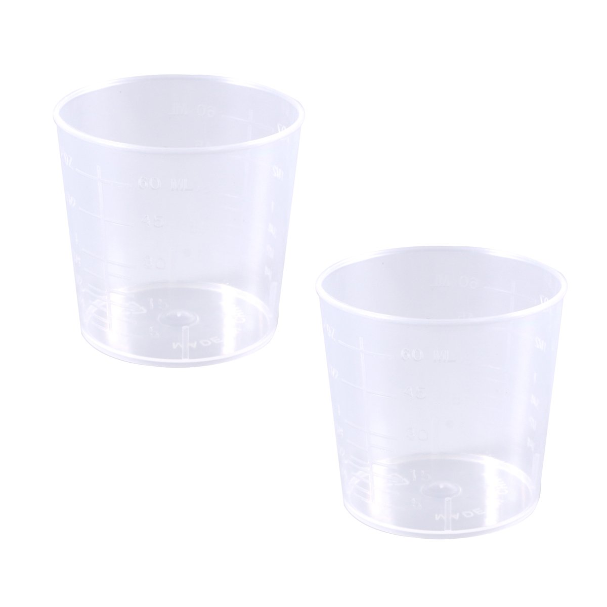 DOITOOL 2-Piece 60mL Plastic Measuring Cups with Graduation Marks - Liquid Measuring Beakers for Cooking, Baking, Paint Mixing & DIY Projects