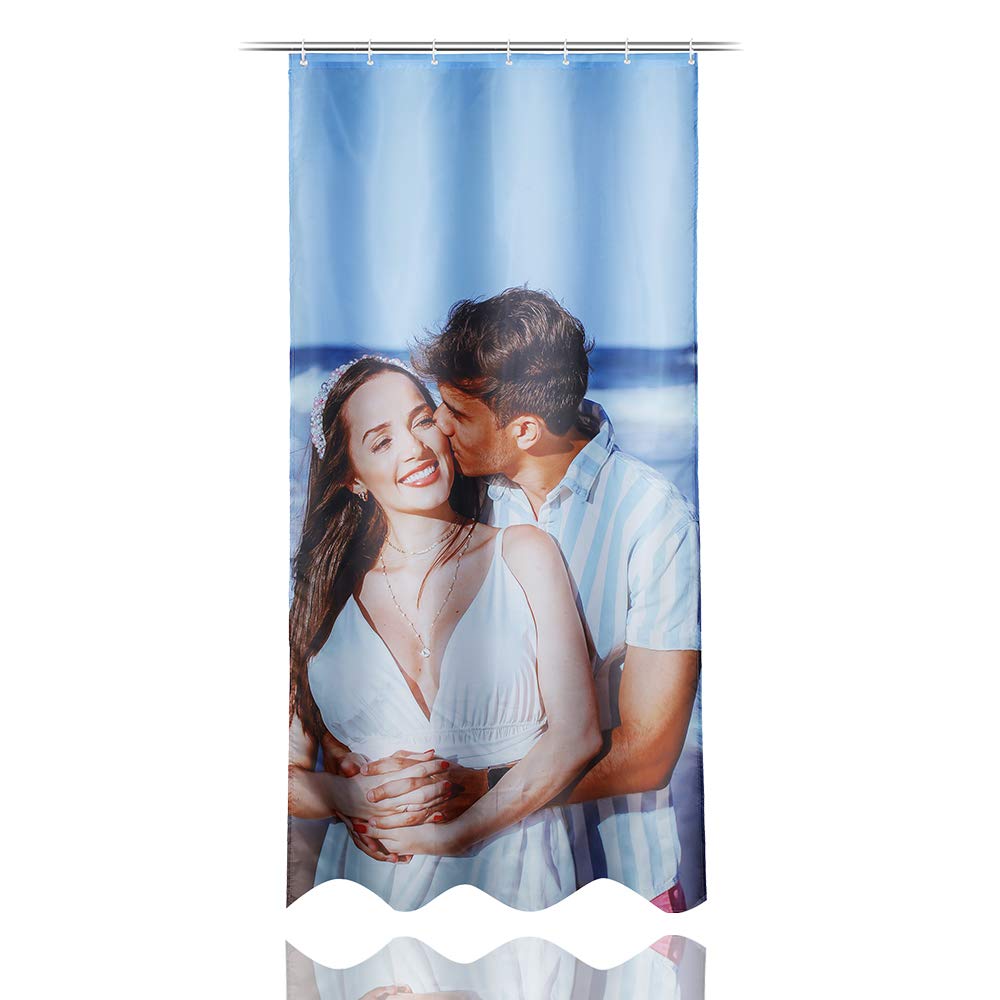 Custom Personalized Photo Fabric Shower Curtain - Waterproof 59x72 Inch Bathroom Decor with Hooks - Perfect for Home, Apartment & Guest Bathroom Decorations