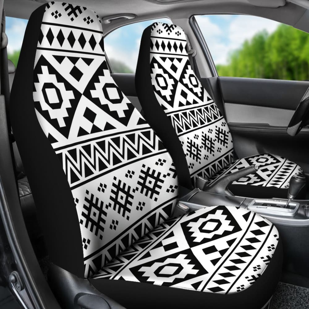 Premium Black and White Aztec Print Car Seat Covers - Universal Fit for Cars, Trucks & SUVs - Stylish Protection for Seats (Model 174510) | Perfect for Road Trips, Daily Commutes & Interior Decor