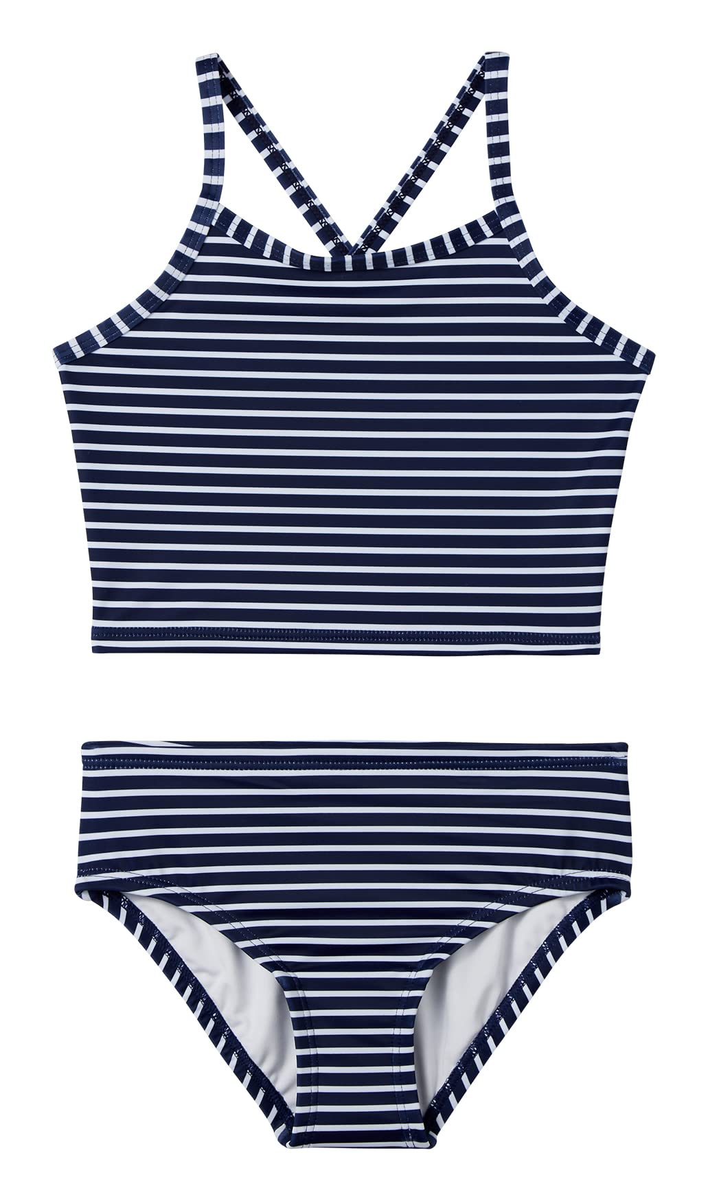 Moon and Back by Hanna Andersson Girls' 2-Piece Tankini Swimsuit Set - Cute Ruffle Bikini Top & Swim Shorts for Toddler & Kids Beachwear, Pool Party, Summer Vacation Outfits