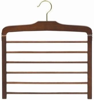 Premium Wooden Multi-Pant Hanger - Walnut & Brass Finish for Closet Organization, Wardrobe Storage & Space Saving