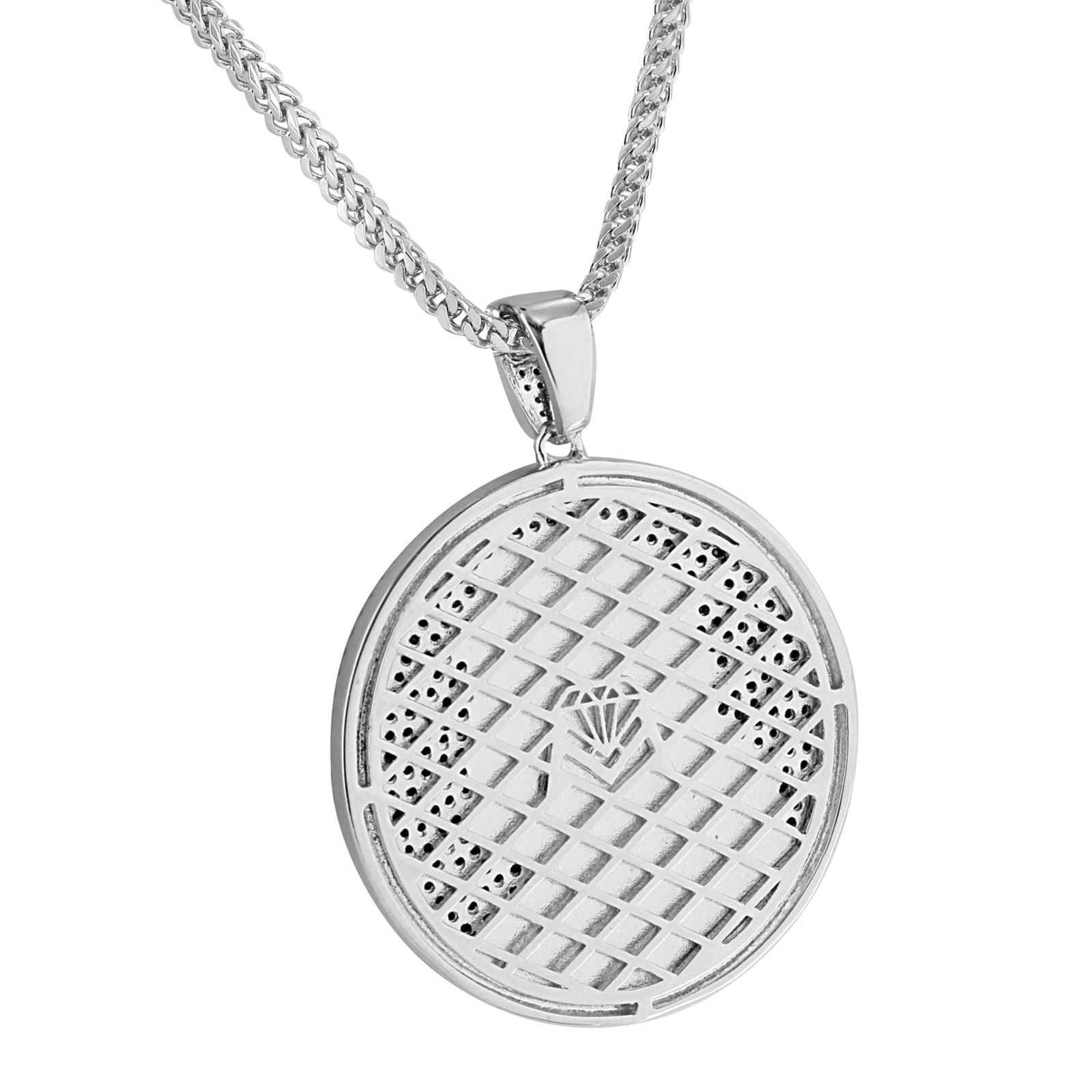 Jesus Christ Round Charm Pendant Necklace Set - 14k White Gold Plated Religious Jewelry - Perfect for Baptism, Confirmation & Christian Gifts
