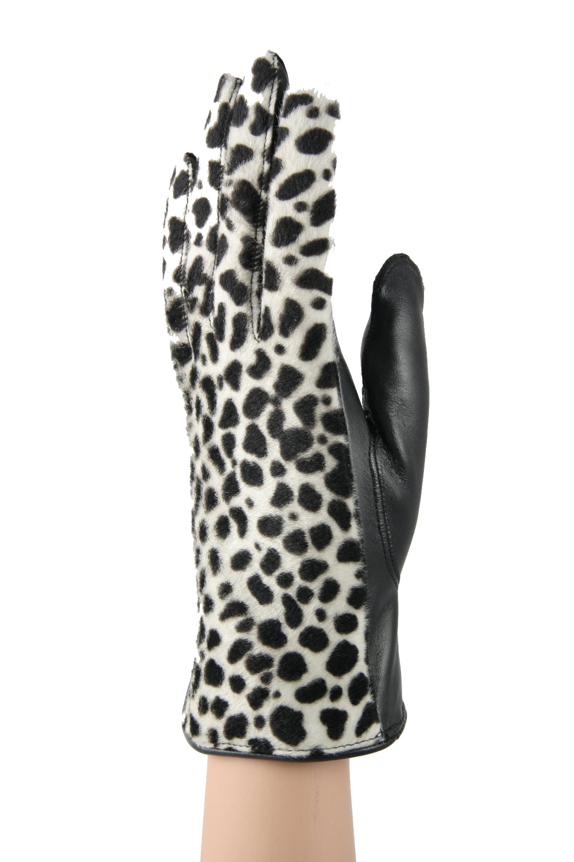 Women's High Fashion Genuine Leather Black & White Gloves - Elegant Winter Accessories for Formal Events & Evening Wear