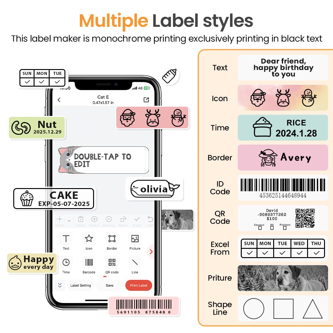 Phomemo D35 Wireless Bluetooth Label Maker Machine with Tape - Portable Mini Label Printer for Home & Office Organizing | Smartphone Compatible, Multiple Templates | Perfect for Storage, Pantry, and Craft Labeling