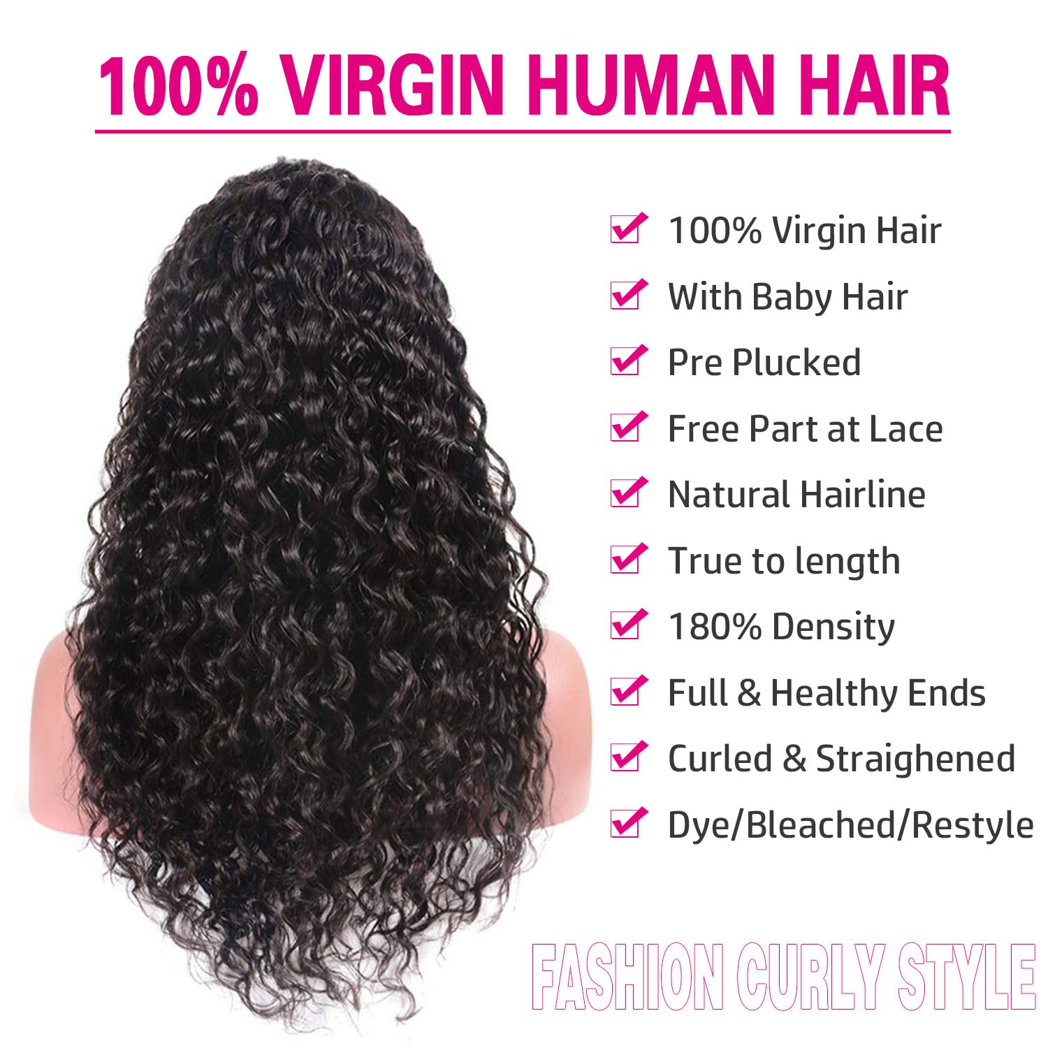 13x4 Deep Wave Lace Front Wigs Human Hair - 180% Density 26 Inch Glueless HD Transparent Lace Frontal Wig with Baby Hair & Pre-Plucked Hairline for Women | Natural Black | Perfect for Daily Wear, Cosplay & Special Occasions