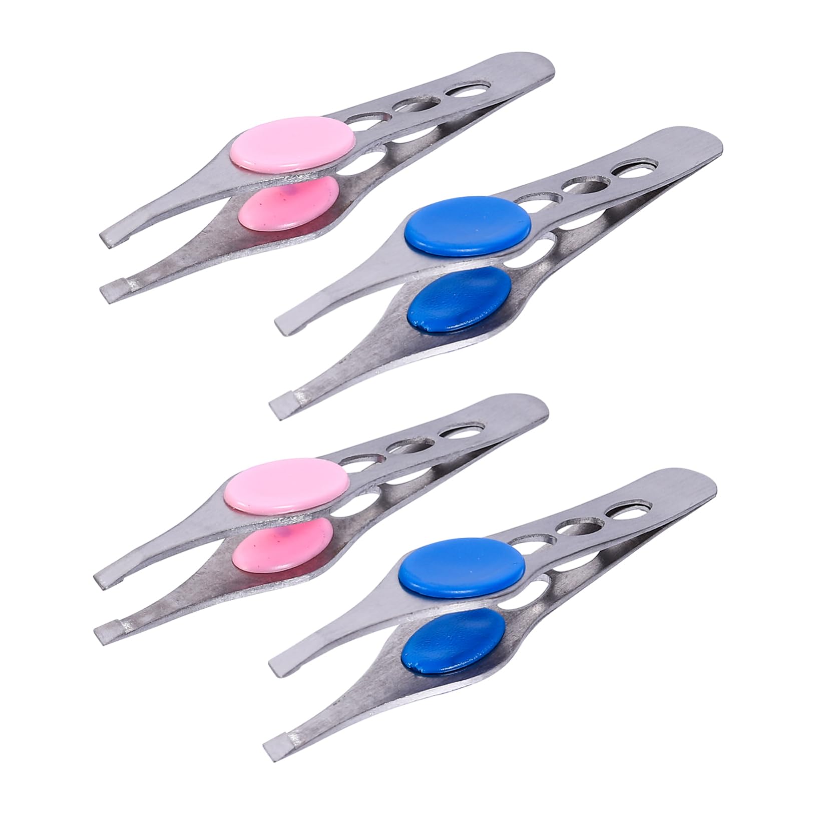 Professional Stainless Steel Eyebrow Tweezers & Clips Set - 4pcs x 2 for Eyebrow Shaping, Hair Removal & Lash Application - Perfect for Salon, Home Grooming & Makeup Kits