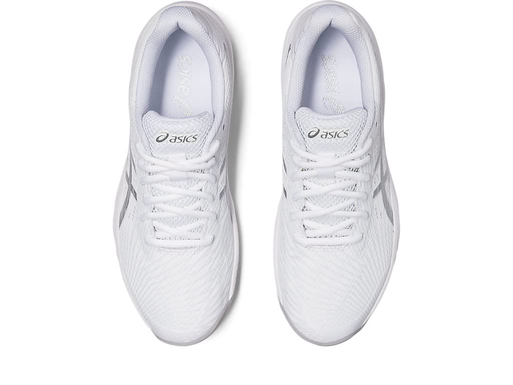ASICS Women's Gel-Game 9 Tennis Shoes - White/Pure Silver - Size 6.5 - Lightweight & Supportive Court Shoes for Women's Tennis, Training & Casual Wear