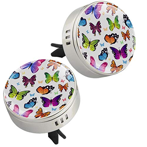 MAPOLO 2 Pack Zinc Alloy Car Essential Oil Diffuser - Butterfly Shaped Aromatherapy Air Vent Clip with 4 Refill Pads - Car Decor Accessories for Fresh Scent & Relaxation During Commute or Road Trips