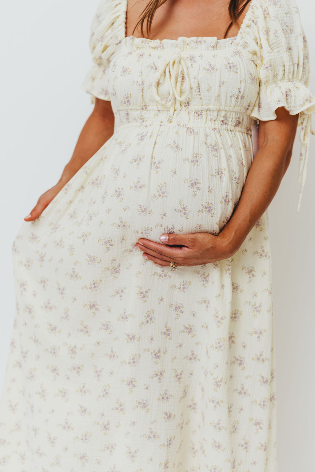 Savanna Steppe 100% Cotton Maternity Dress in Lilac - Bump Friendly & Inclusive Sizing (S-3XL) for Pregnancy, Nursing & Everyday Comfort | Perfect for Baby Showers, Brunch & Casual Outings
