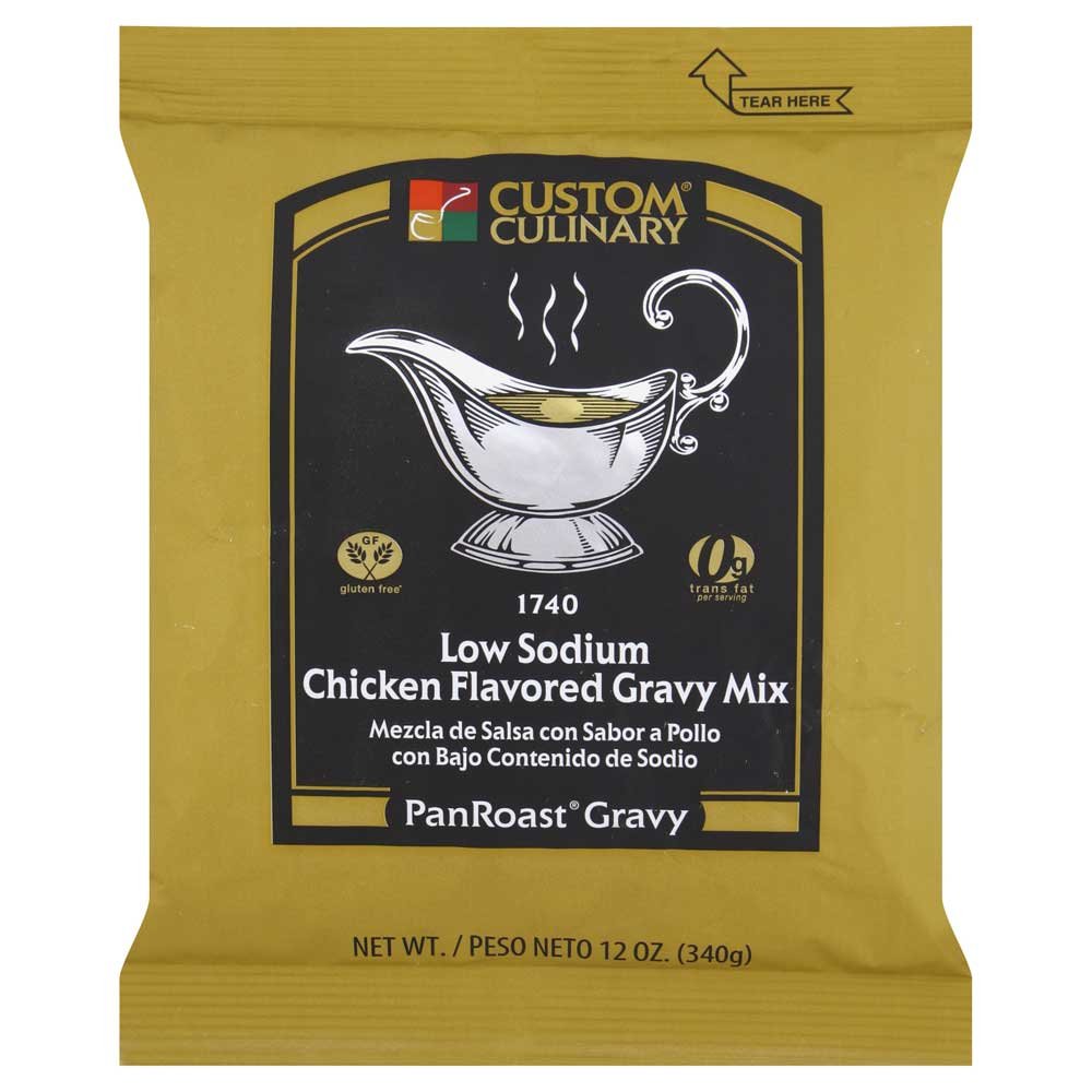 Low Sodium Chicken Flavored Gravy Mix for Roasting & Cooking - Custom Culinary PanRoast Seasoning (12oz, Pack of 8) - Perfect for Thanksgiving Turkey, Pot Roasts & Homestyle Meals