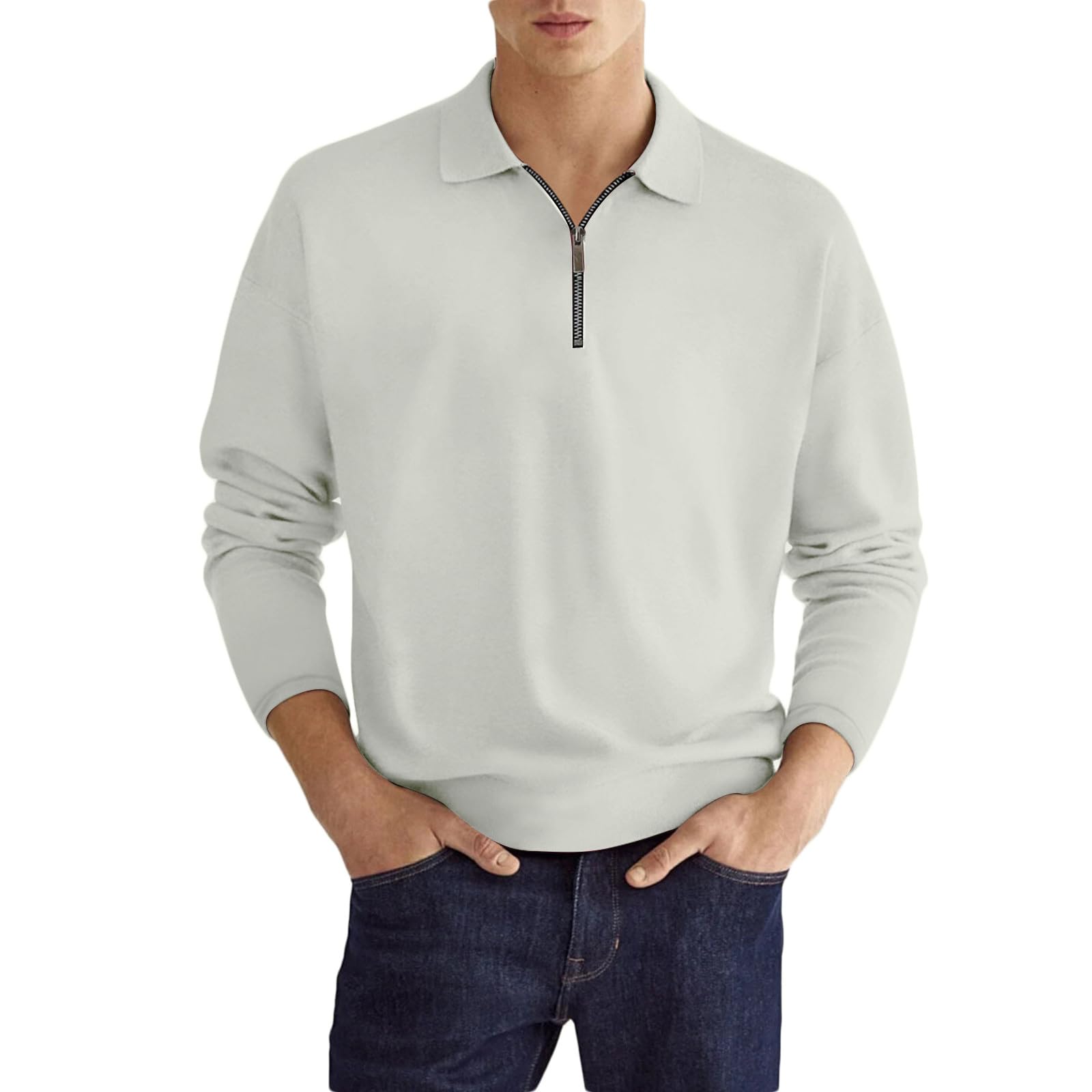 Men's Slim Fit Half Zip Polo Shirts - Long Sleeve Athletic Performance Golf & Tennis Shirts - Breathable Moisture-Wicking Quarter Zip Pullover for Sports & Casual Wear