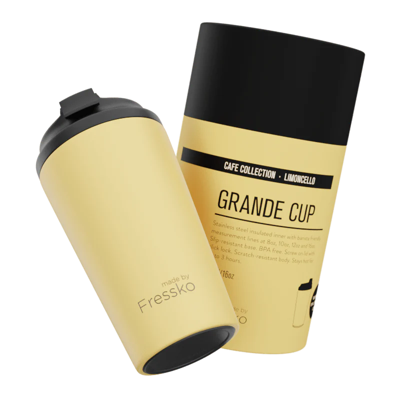 Fressko Grande 16oz Reusable Coffee Cup - Insulated Travel Mug for Hot & Cold Drinks - Perfect for Office, Camping & Commuting