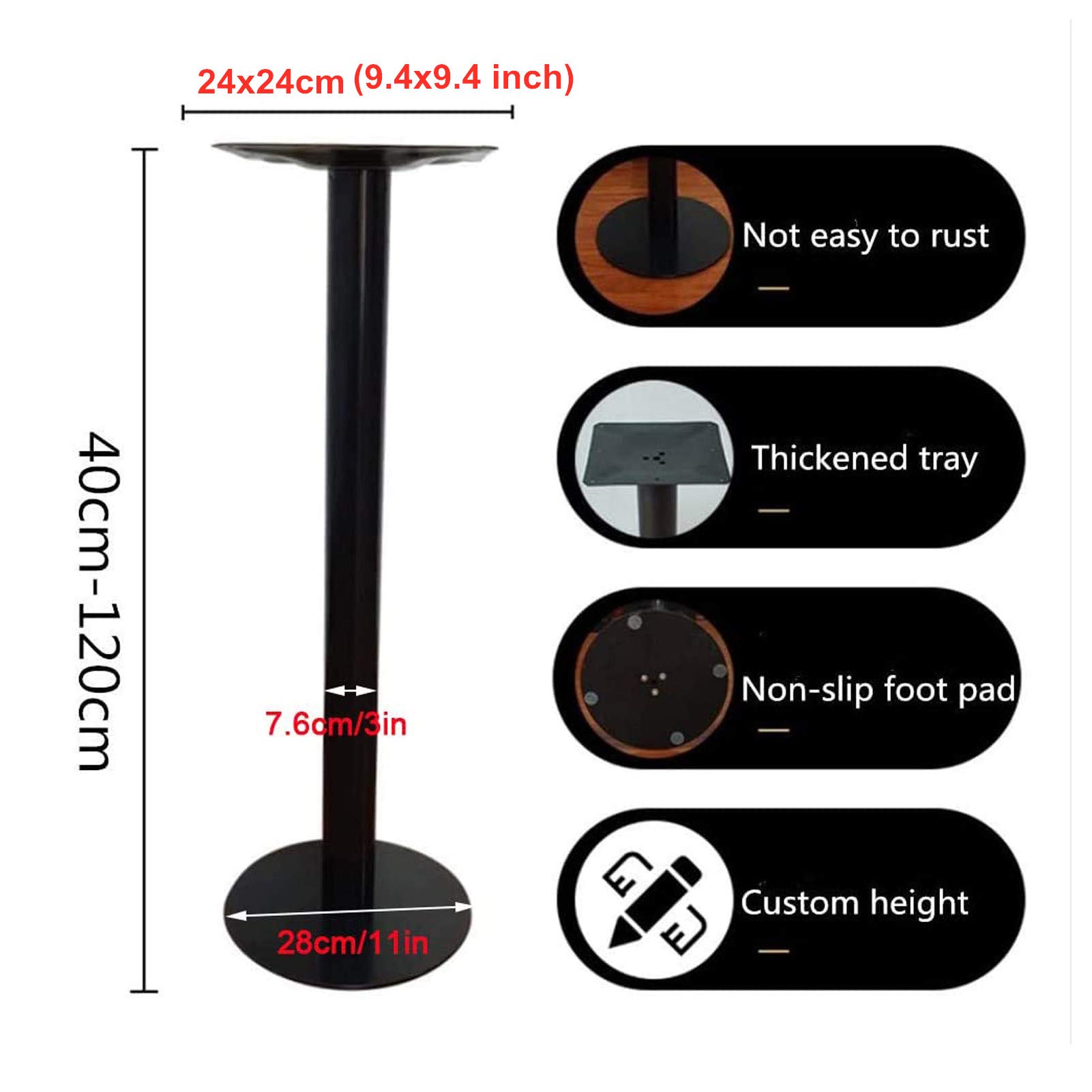 Heavy Duty Single Column Desk Leg - 33.5 Inch White Metal Table Support for Kitchen Breakfast Bar, Coffee Table, Workbench & Countertop | Durable Thickened Round Tube Bracket (1 Piece) | Perfect for Home Office, Restaurant, Cafe & Commercial Furniture Setup