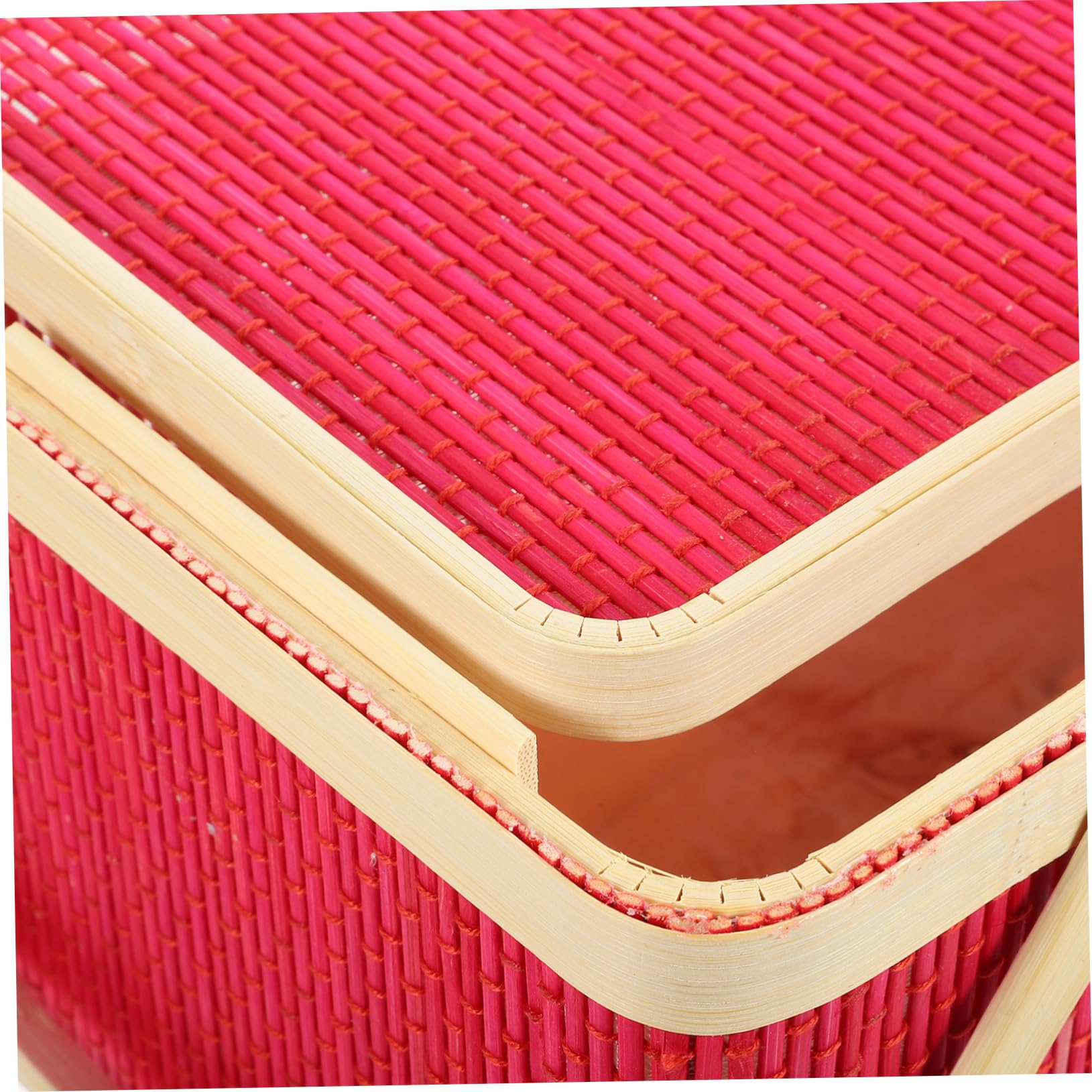 Handmade Red Rattan Flower Basket with Lid - Wicker Picnic Organizer for Candy, Snacks & Storage | Wood Packaging for Weddings, Parties & New Year Celebrations | Perfect for Home Decor, Gift Giving & Event Styling