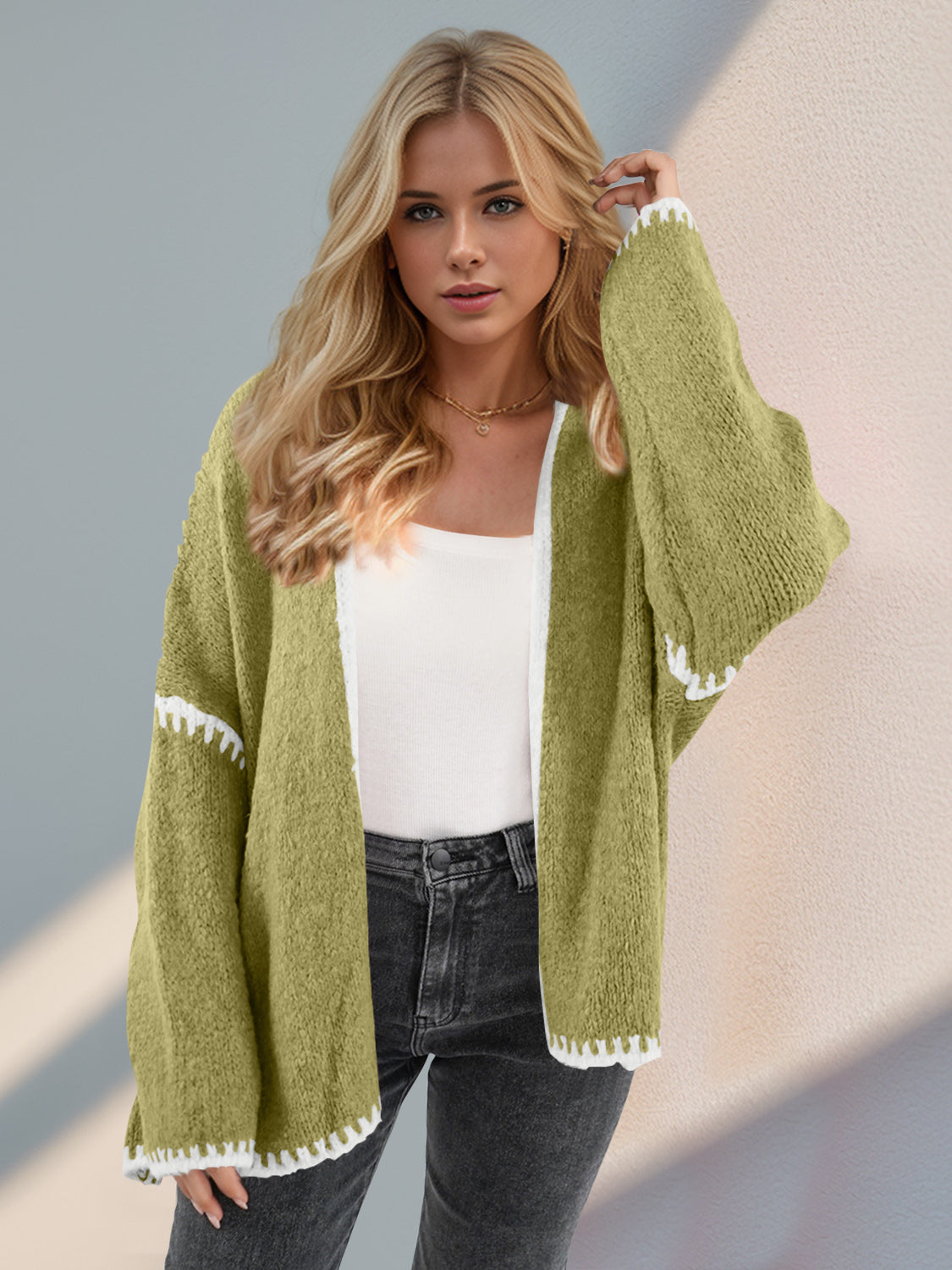 Stylish Open Front Dropped Shoulder Cardigan Sweater for Women - Cozy Loose Knit Wrap for Fall & Winter | Perfect for Office, Lounge & Casual Outfits
