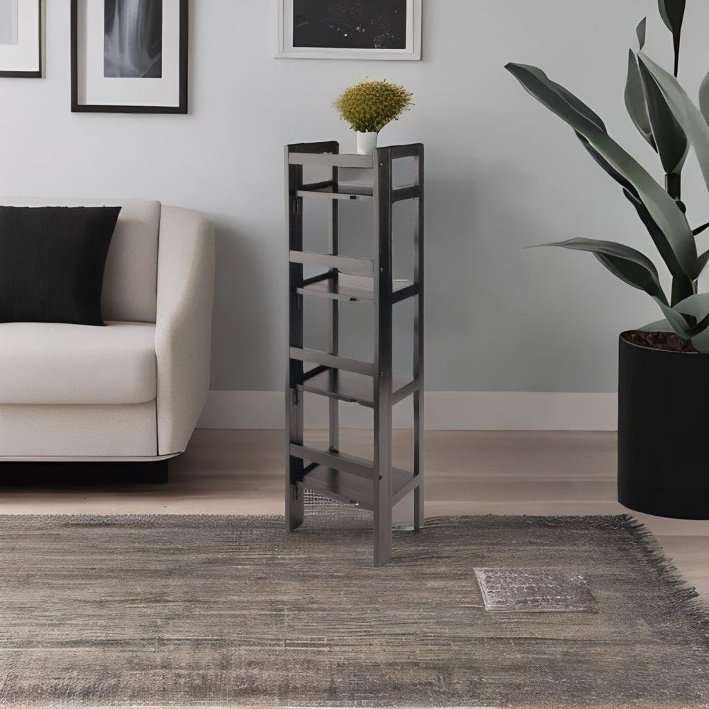 Ergode Terry Folding Bookcase - Black 5-Tier Bookshelf for Home Office, Living Room & Bedroom Storage Organizer