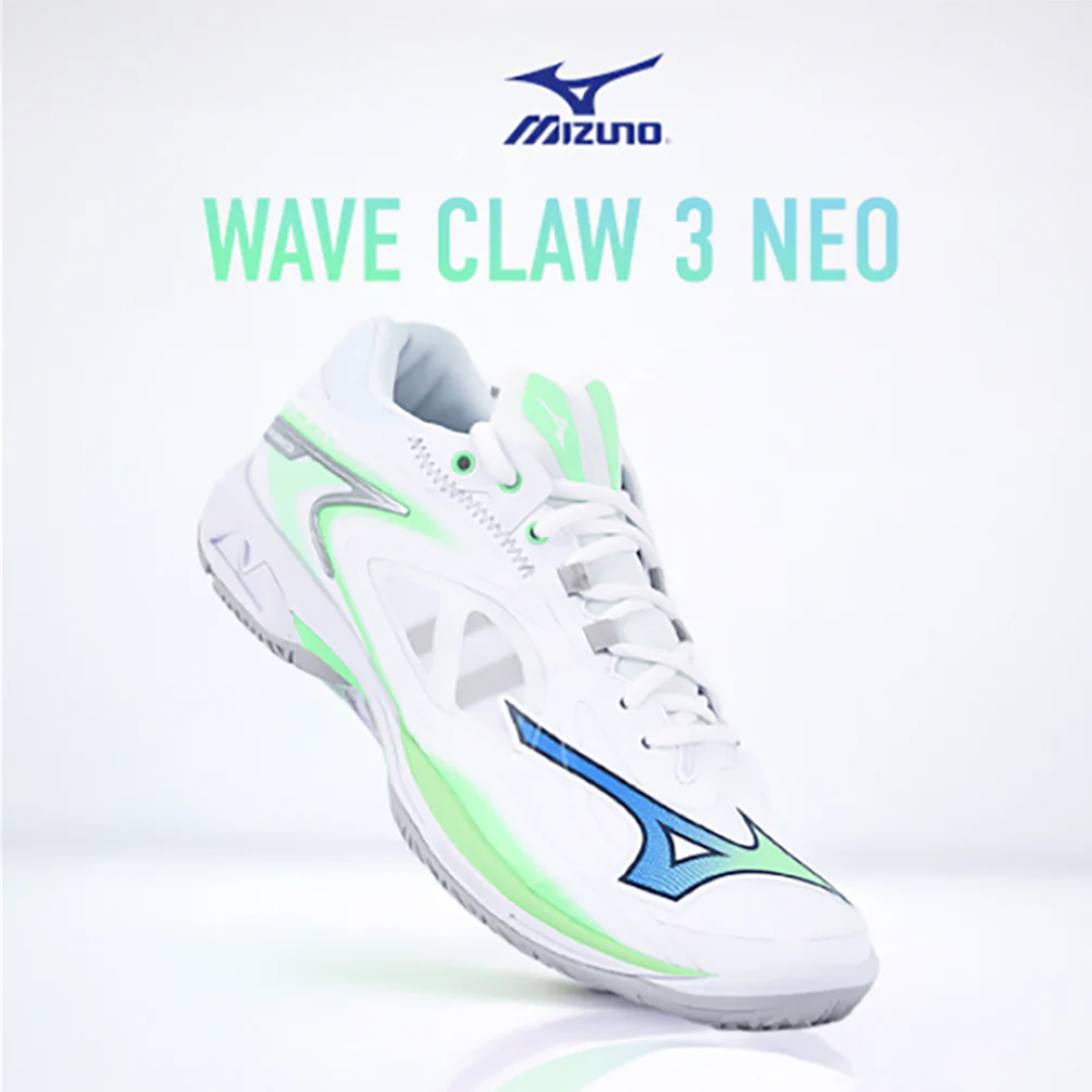 Mizuno Wave Claw Neo 3 Wide Volleyball Shoes for Men & Women - White/Lime - High Performance Indoor Court Shoes for Volleyball & Badminton Players