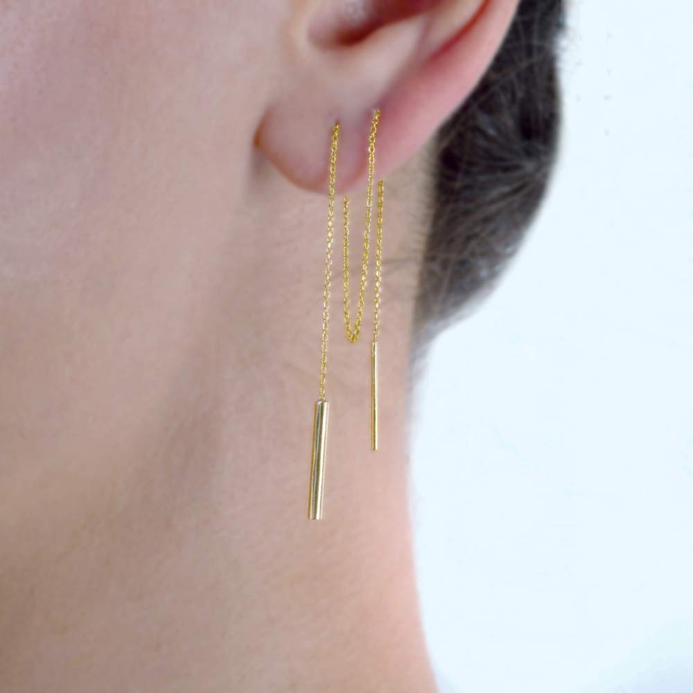 Elegant Jewelry Box - 9K, 14K & 18K Solid Gold Women's Threader Chain Earrings | Dangle Drop Earrings for Women | Unique Birthday Gift for Her | Perfect for Parties, Weddings & Special Occasions