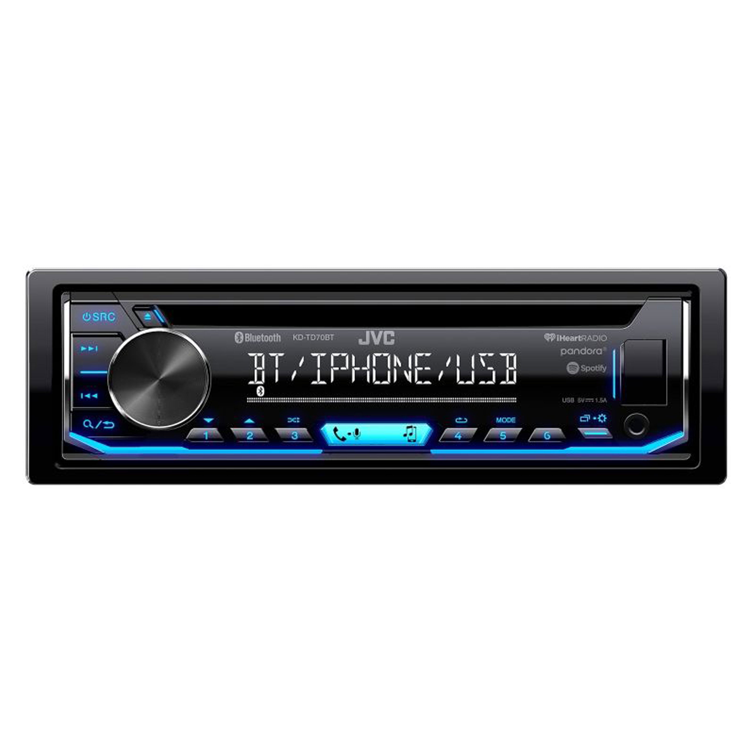 JVC KD-TD70BT Bluetooth Car Stereo Receiver - High-Quality Audio, Hands-Free Calling & USB Playback for Cars, Trucks & SUVs | Perfect for Commuting, Road Trips & Daily Driving