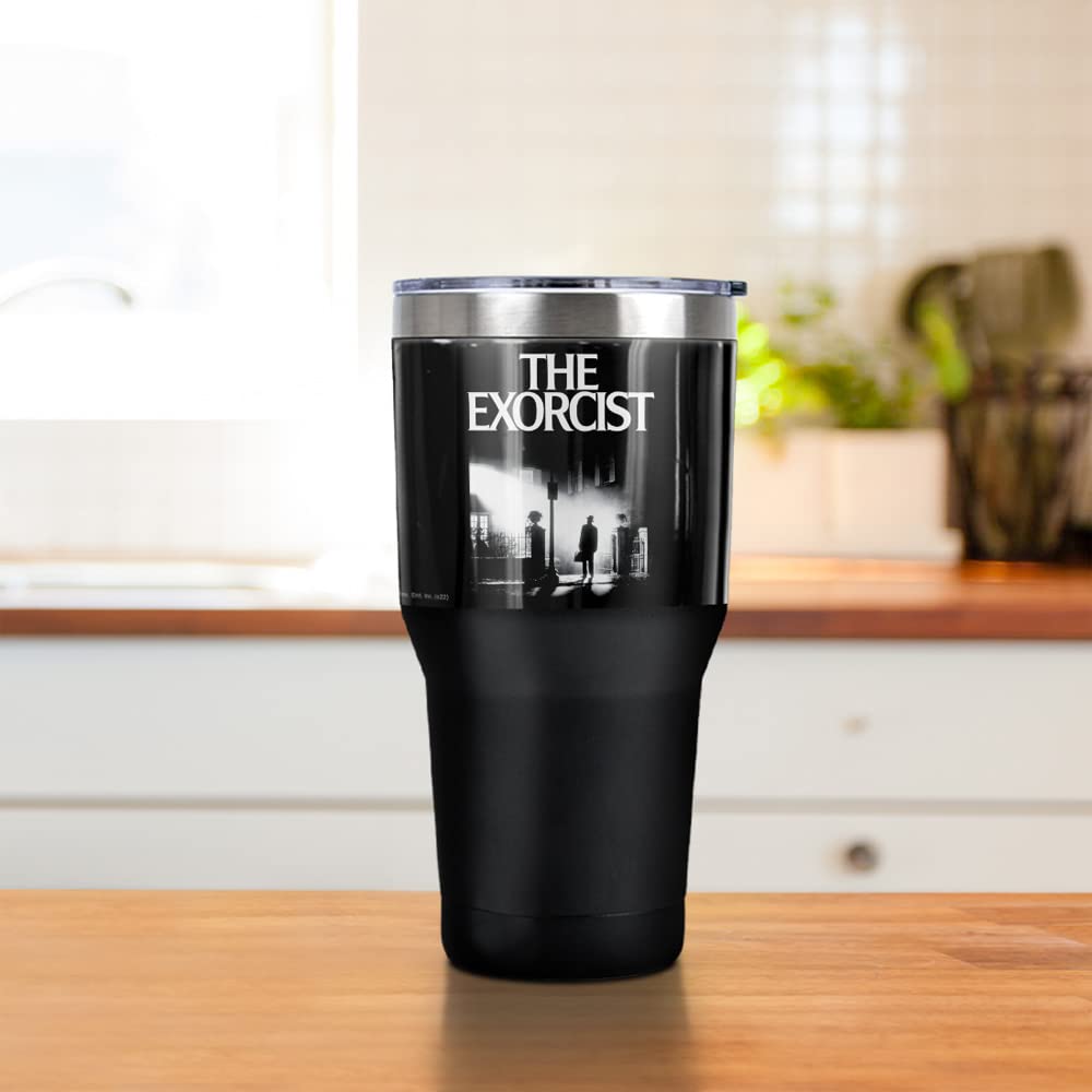The Exorcist Movie Stainless Steel Tumbler 30oz - Vacuum Insulated Double Wall Coffee Travel Mug with Leakproof Sliding Lid - Perfect for Horror Fans, Office Use & Outdoor Adventures