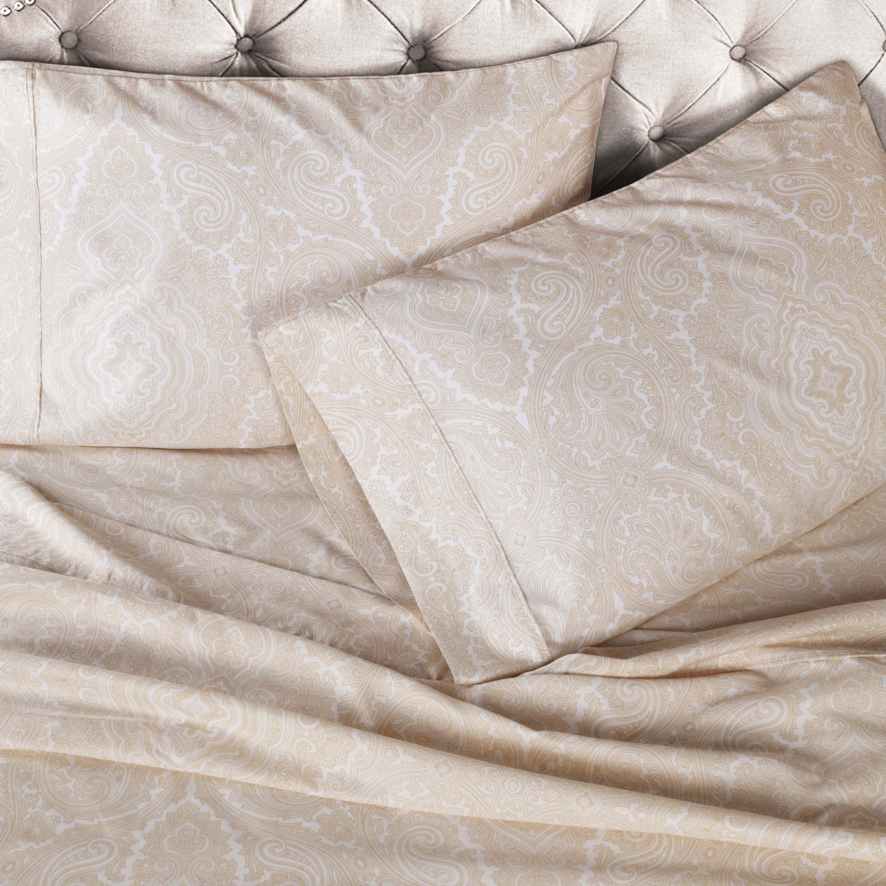 Italian Paisley 600 Thread Count Cotton Blend Deep Pocket Sheet Set - Ultra Soft Bedding for Queen & King Size Beds - Perfect for Luxury Hotels, Guest Rooms & Master Bedrooms
