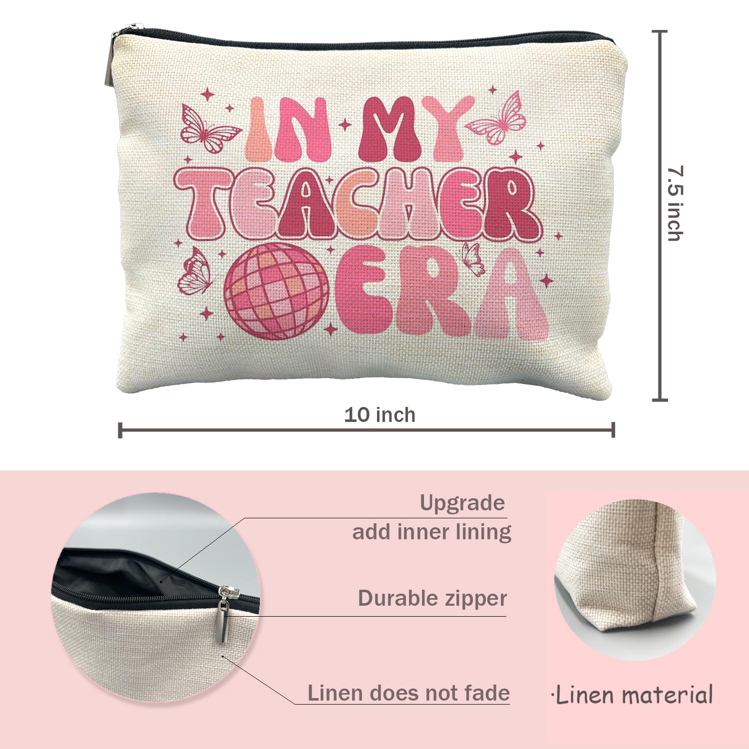 In My Teacher Era Makeup Bag - Best Teacher Appreciation Gifts for Women - Perfect for Classroom, Office, and Daily Use