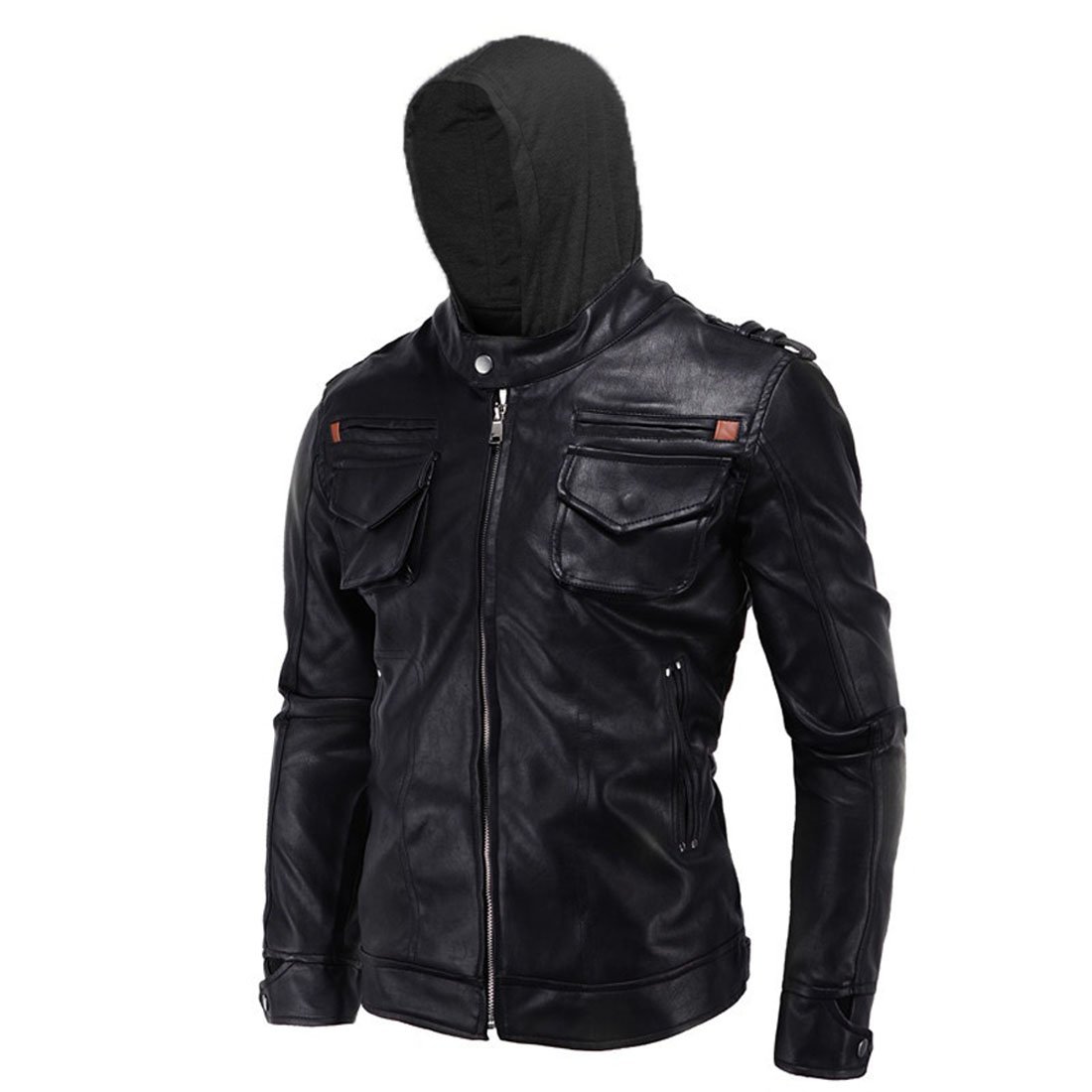 Men's Lambskin Leather Biker Jacket with Removable Hood - Stylish SID Hoodie for Motorcycle Riding & Casual Wear