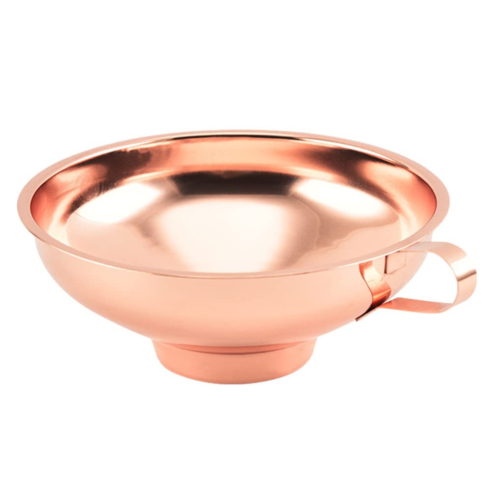 Beaupretty Stainless Steel Wide Mouth Kitchen Funnel - Rose Gold Liquid & Dry Ingredient Transfer Funnel with Strainer for Cooking, Baking, Canning & DIY Projects