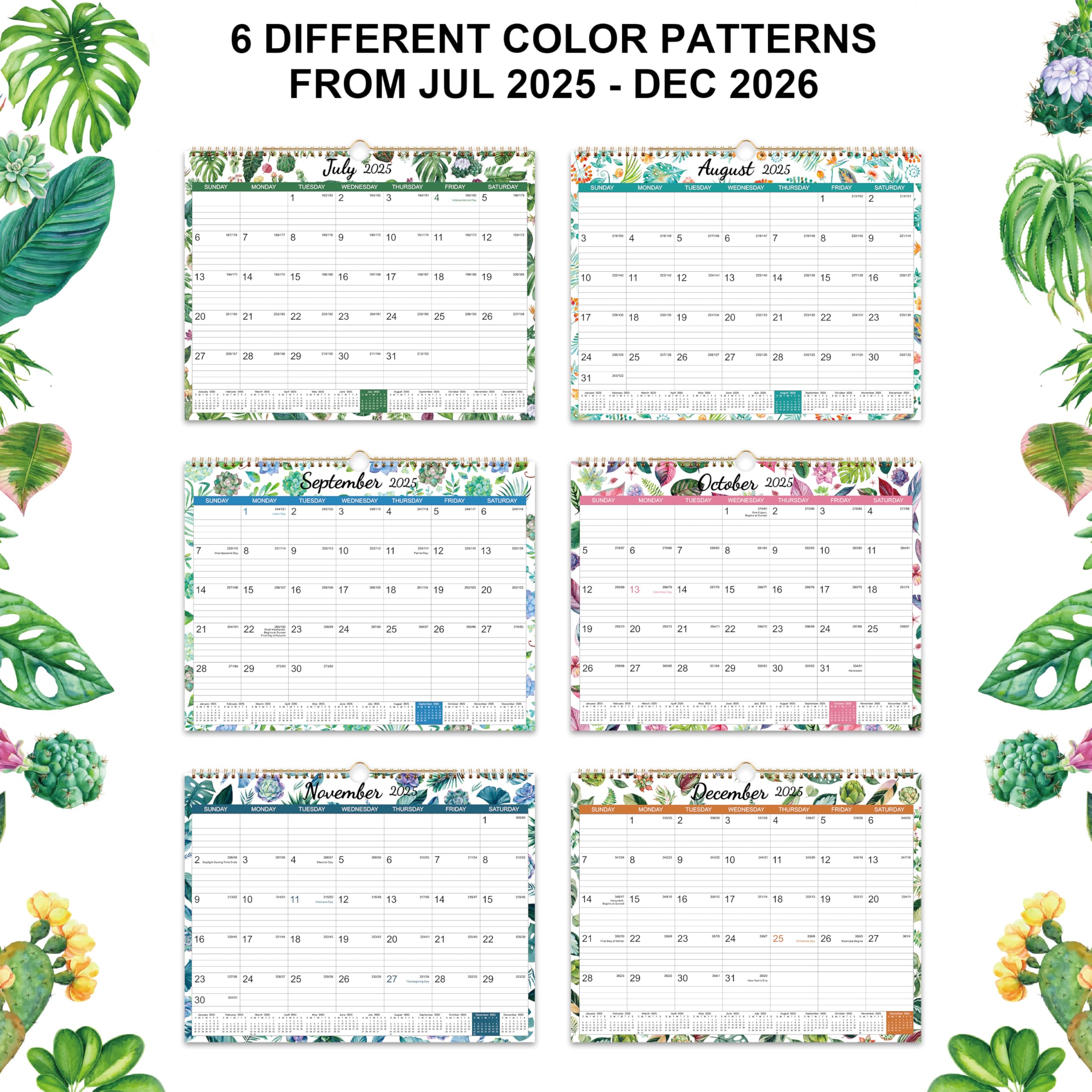 2025-2026 Wall Calendar | 18-Month Planner from July 2025 to December 2026 | 11.5x15 Inch Large Monthly Calendar with Julian Dates & Spacious Blocks | Perfect for Home, Office & School Organization