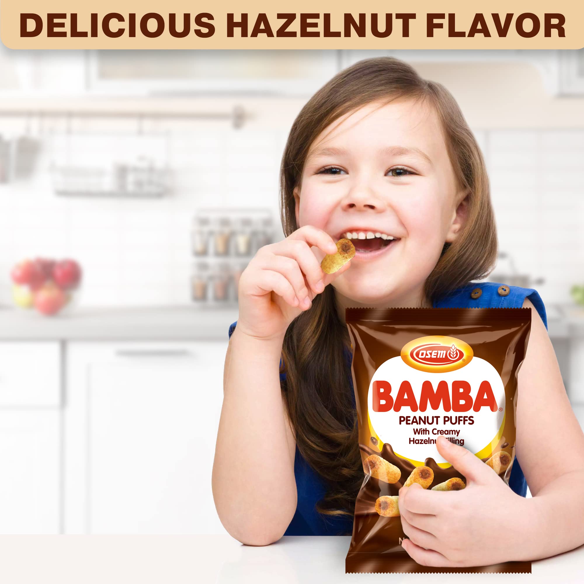 Organic Bamba Hazelnut Cream Peanut Butter Snacks - All Natural PB Corn Puffs, 2.1oz (Pack of 6) | Gluten-Free Kids Snacks for School Lunch, Healthy On-The-Go Treats & Party Favors