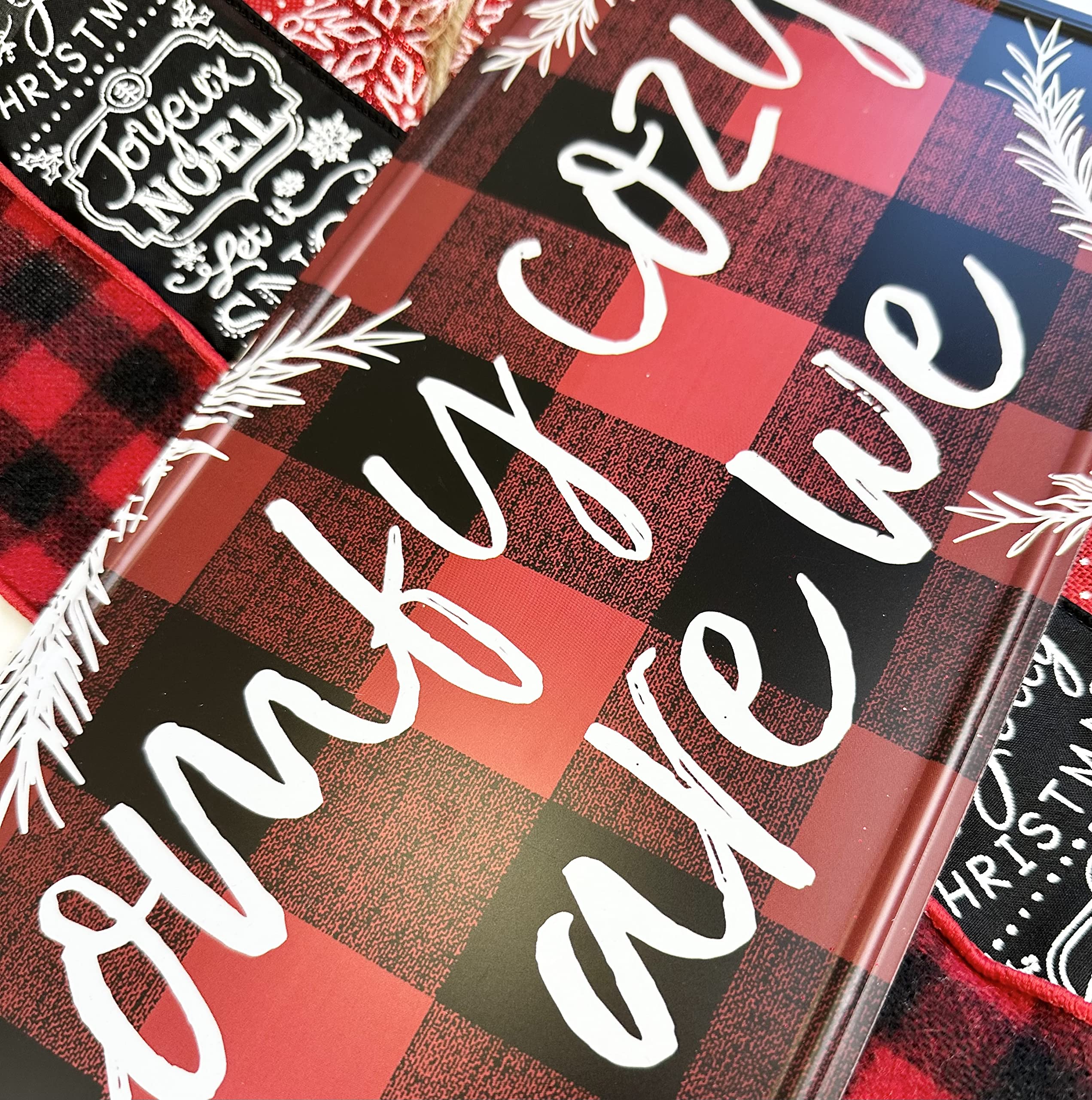Buffalo Plaid Check Wreath - Red and Black Christmas Wreath for Front Door, Holiday Home Decor, Cozy Farmhouse Style | Perfect for Christmas Tree, Mantel, and Winter Porch Decorations