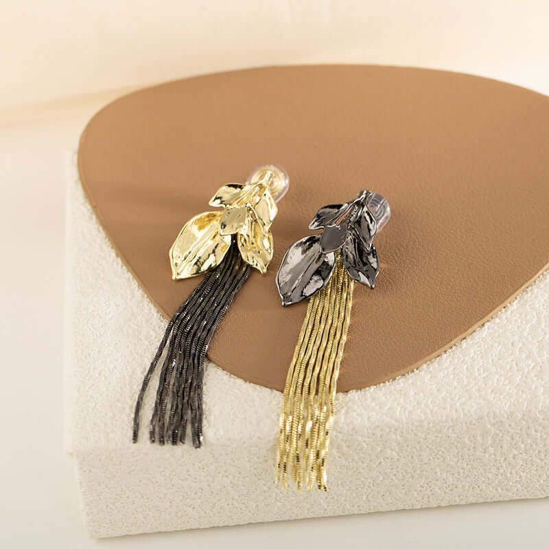Mismatch Metallic Spiral Leaf Tassel Waterfall Earrings for Women | Boho Chic Dangle Earrings A1565 | Perfect for Parties, Weddings & Everyday Fashion Accessories