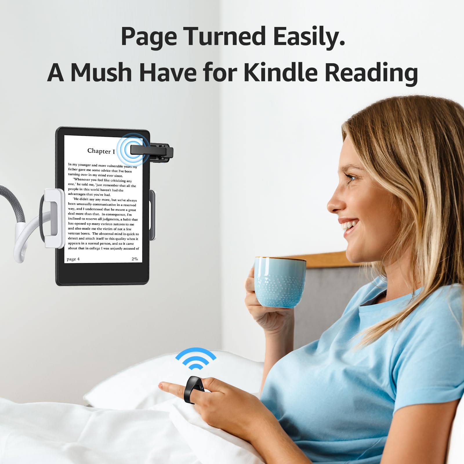 Wireless Page Turner Remote for Kindle Paperwhite, Oasis, Kobo eReaders & iPad - Camera/Video Remote Control - Works with Thick Cases - Perfect for Reading, Photography & Video Recording Hands-Free