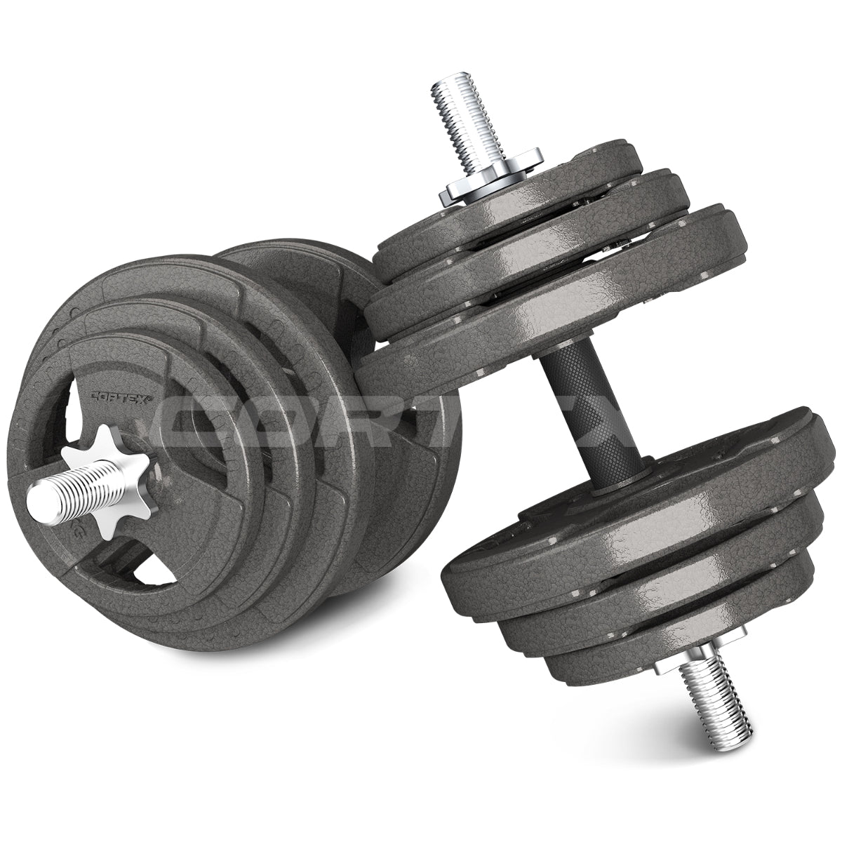 CORTEX 90kg Tri Grip 25mm Standard Barbell Weight Set with Weight Tree - Home Gym Strength Training Equipment for Weightlifting & CrossFit Workouts