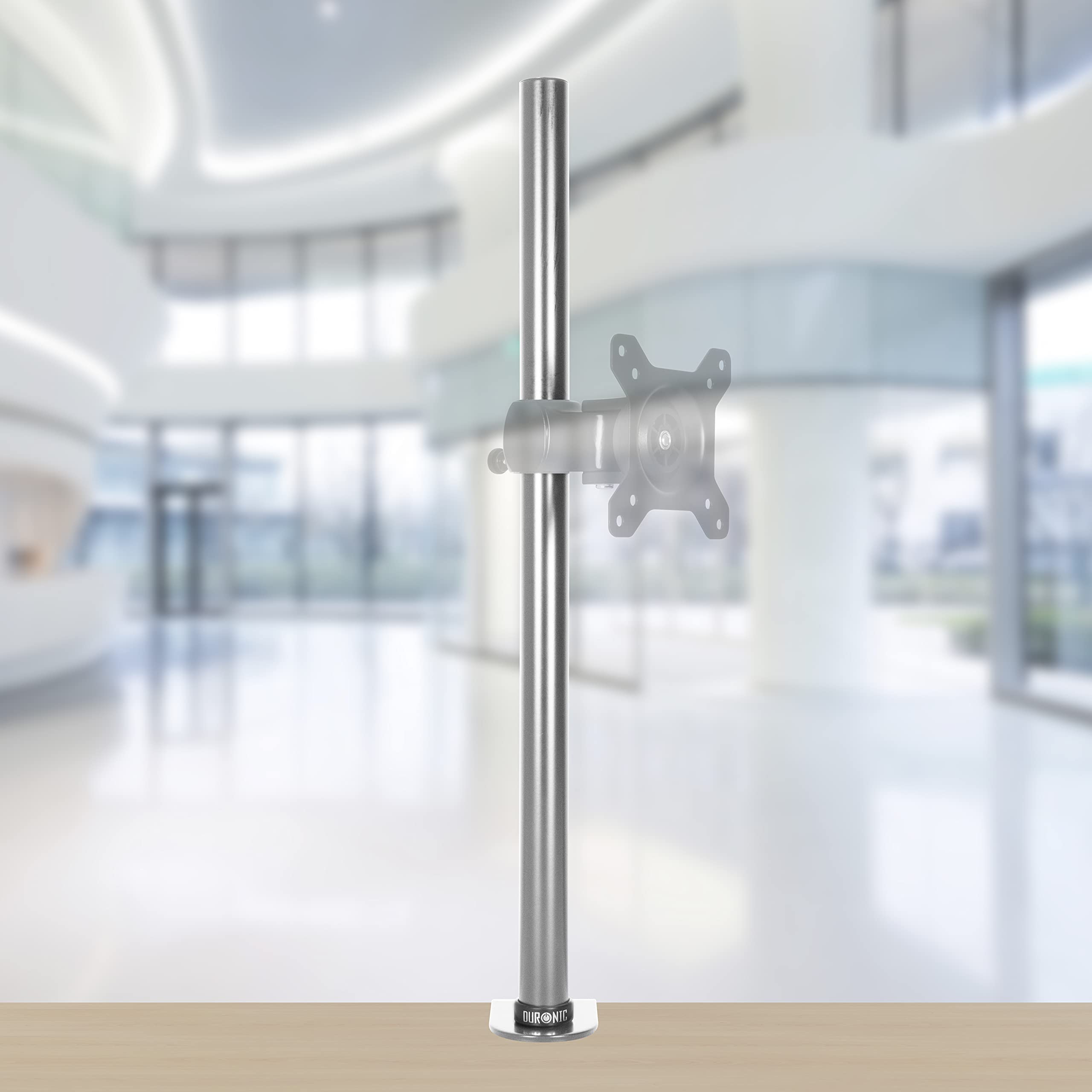 Duronic DM15 DM25 DM35 Monitor Arm Stand - 60cm Silver Pole for Computer Screens | Heavy Duty Steel Monitor Desk Mount with 600mm Length & 32mm Diameter | Includes Clamp for Secure Installation | Perfect for Home Office, Gaming Setup & Workspace Ergonomics