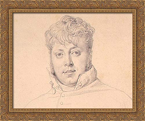 Marie Guénepin [Detail 2] 24x20 Gold Ornate Wood Framed Canvas Art Print by Jean Auguste Dominique Ingres - Elegant Wall Decor for Living Room, Bedroom & Office