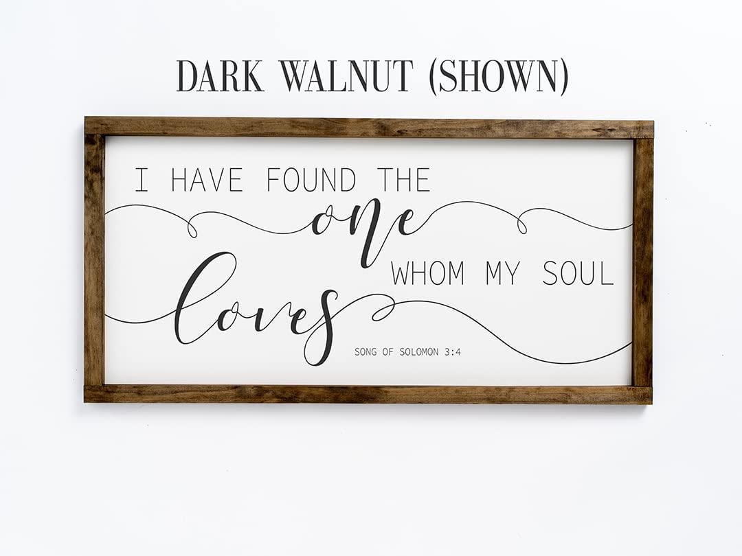 Song of Solomon Love Sign - 'I Have Found The One Whom My Soul Loves' Wall Decor - 20x40 Inch Bedroom Sign for Above Bed - Rustic Master Bedroom Decor - Perfect for Wedding Gifts & Couples' Bedroom