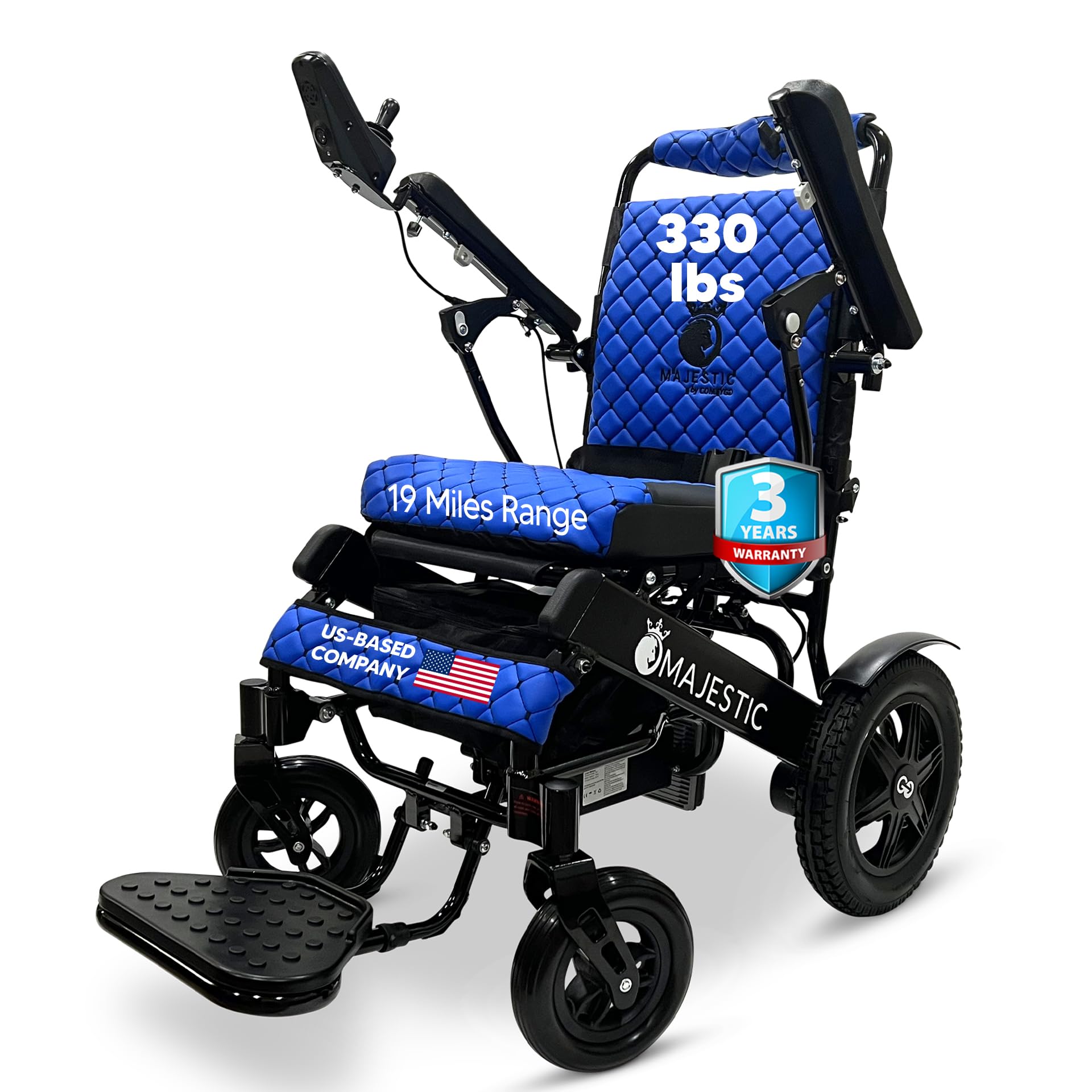 Foldable Lightweight Electric Wheelchair for Adults & Seniors - IQ-9000 by Majestic | 19 Miles Long Travel Range | Power Motorized Wheelchair for Indoor & Outdoor Use | Home, Park & Travel Mobility Aid