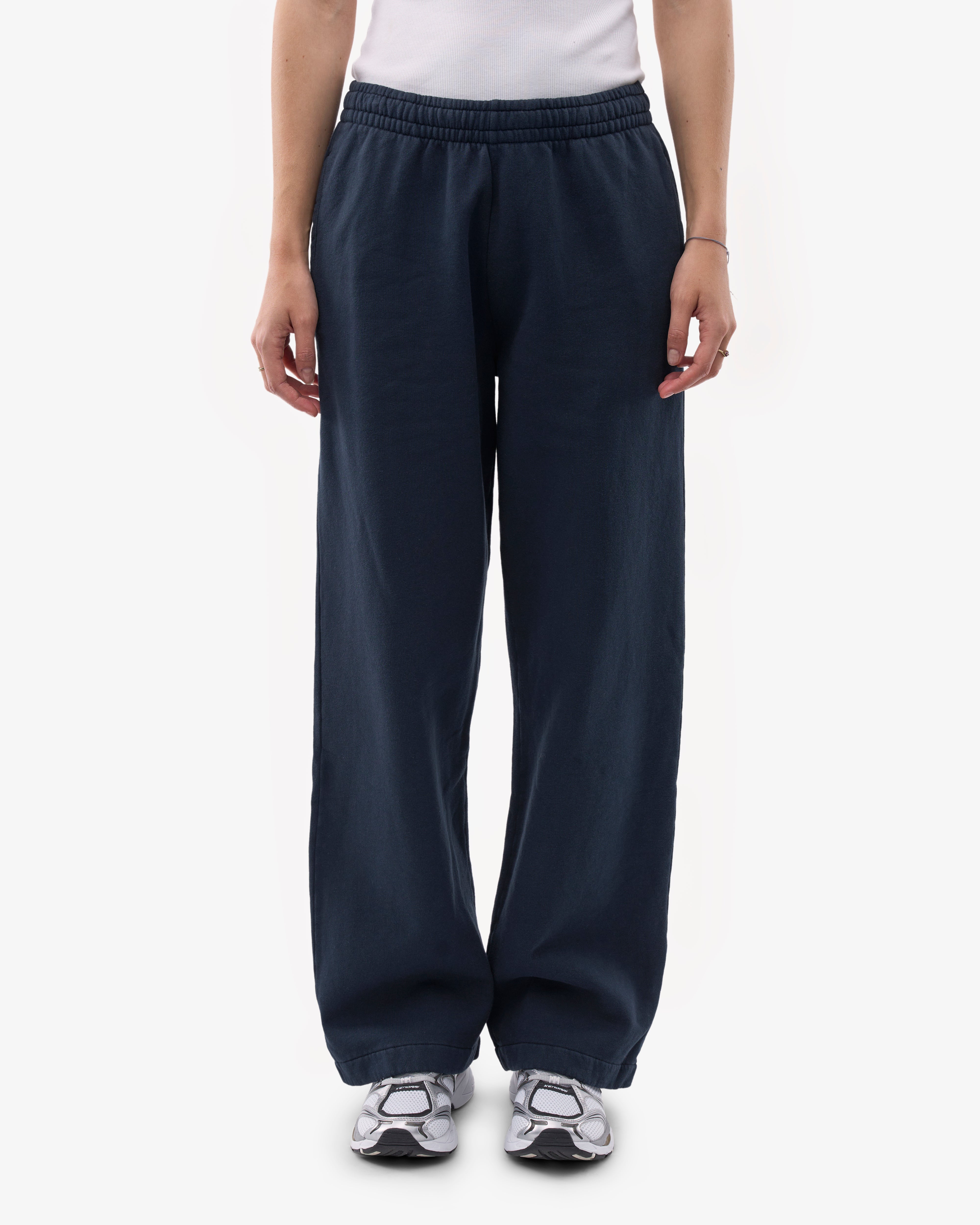 Organic Straight Leg Sweatpants for Women - Soft Navy Blue Cotton Lounge Pants - Perfect for Yoga, Running & Casual Wear